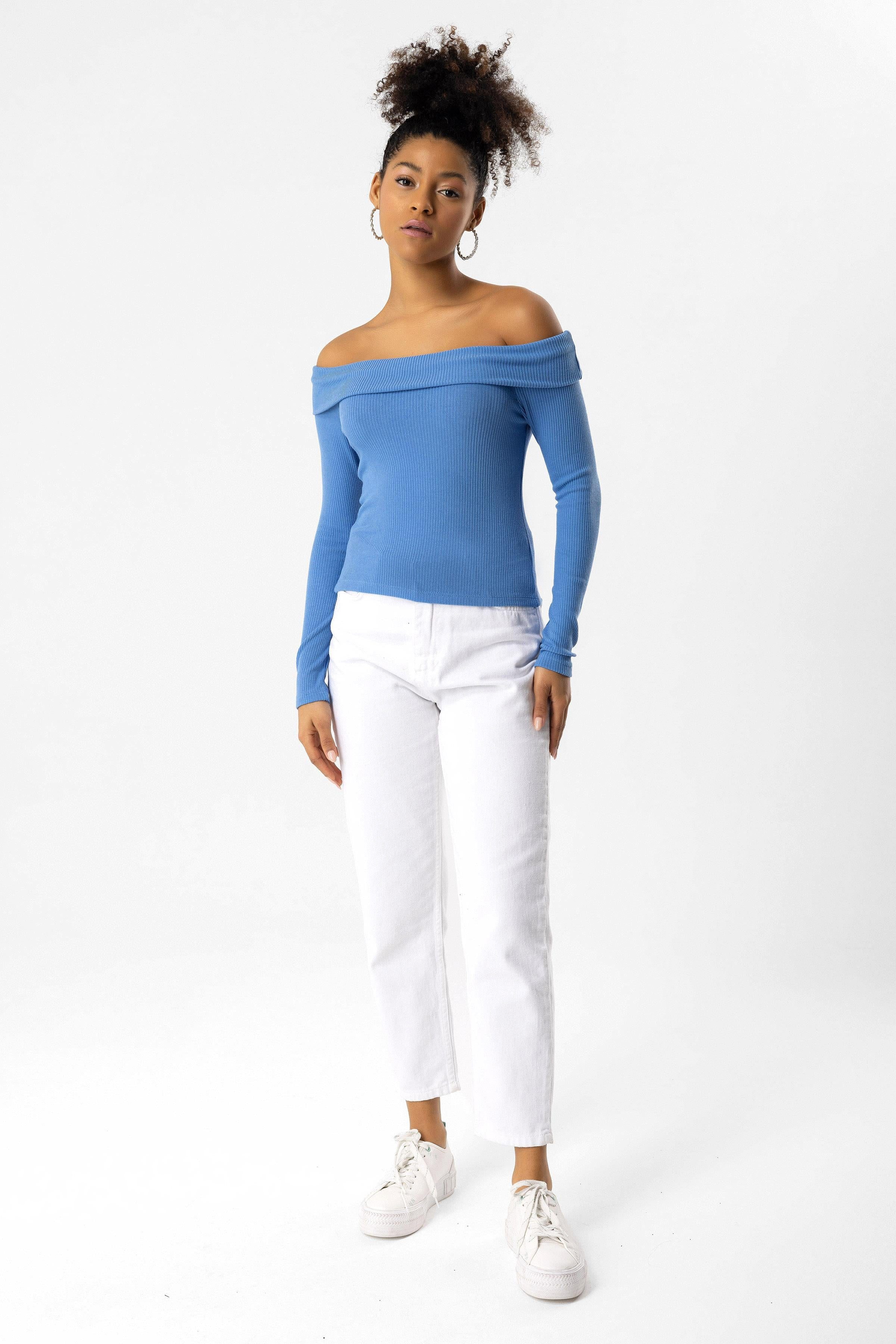 No Matter What Blusentop Schulterfreie, schmale Langarmbluse günstig online kaufen