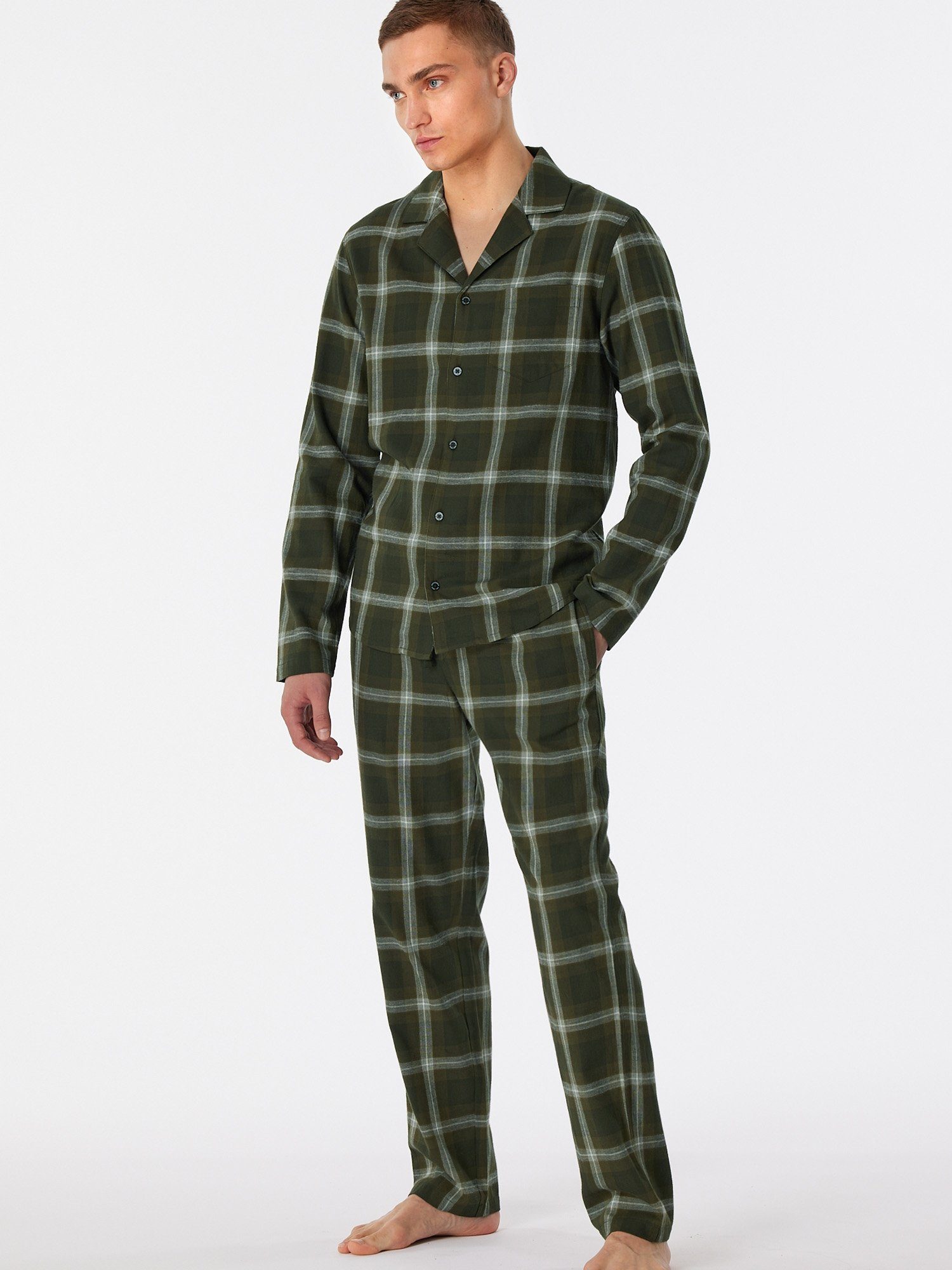 Schiesser Warming Nightwear schlafmode Pyjama pyjama schlafanzug dunkelgrün