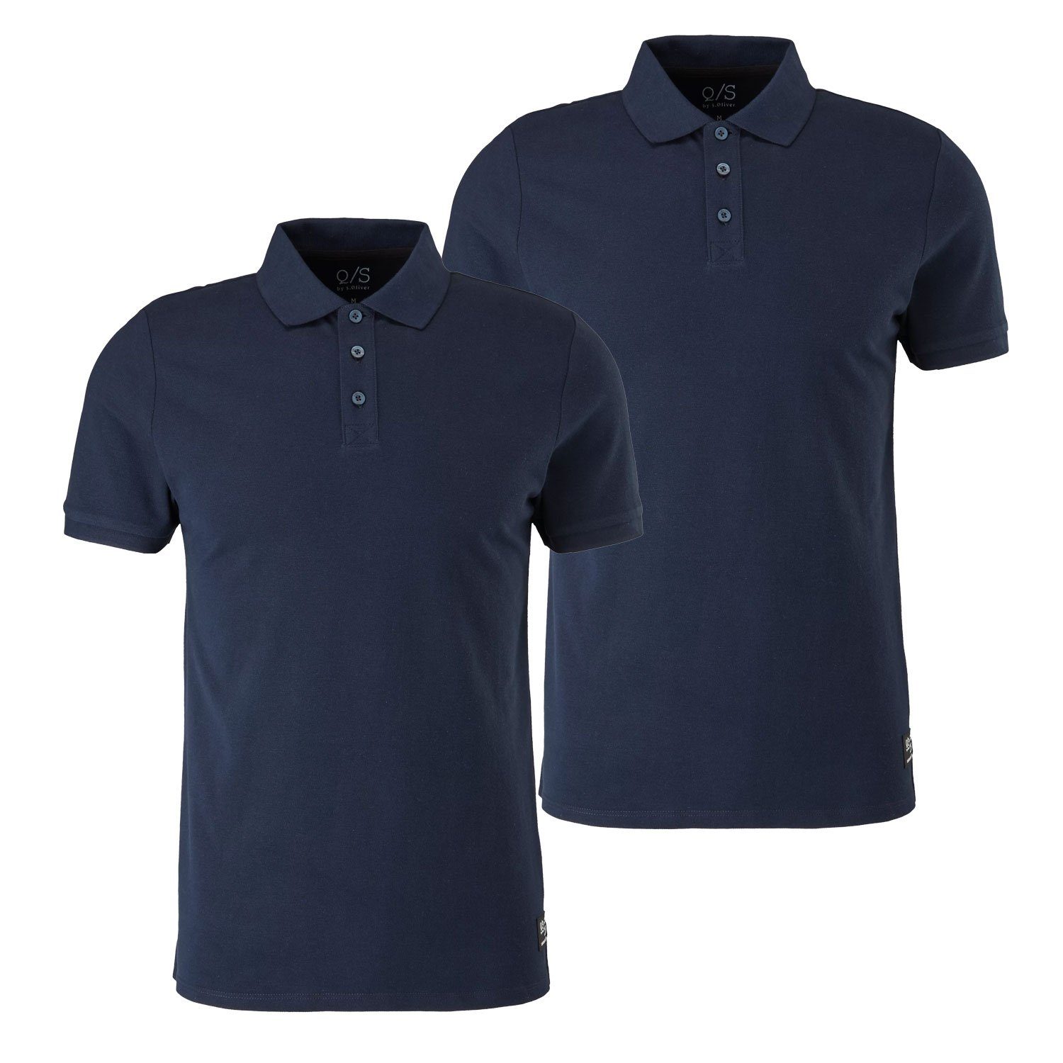 mit s.Oliver Poloshirt 2er Pack Kragen, Knopfleiste, Navy im (2-tlg) sportlich