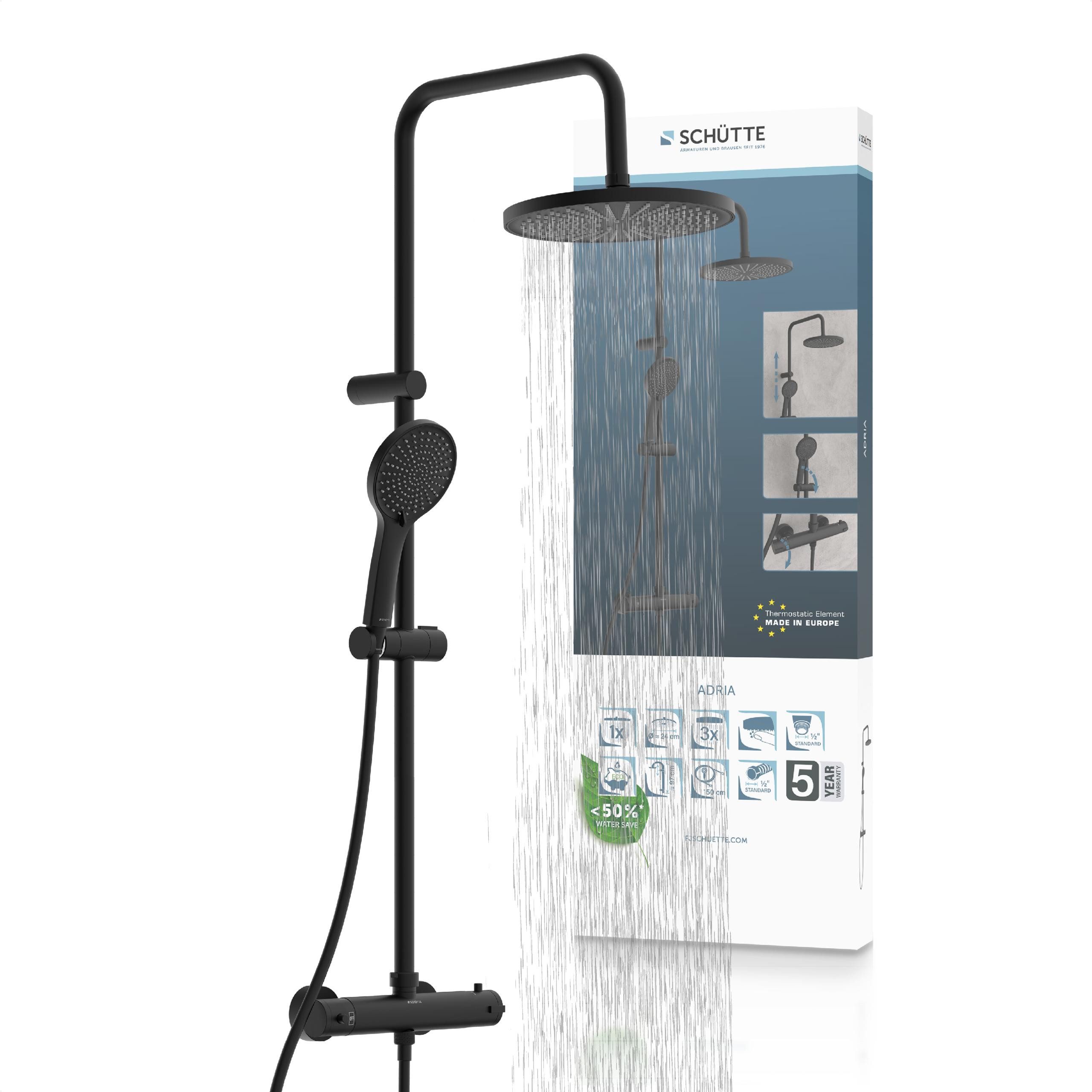 Schütte Duschbrause ADRIA, (Set), mit Thermostatarmatur, 3-fach verstellbar, Antikalk-Noppen