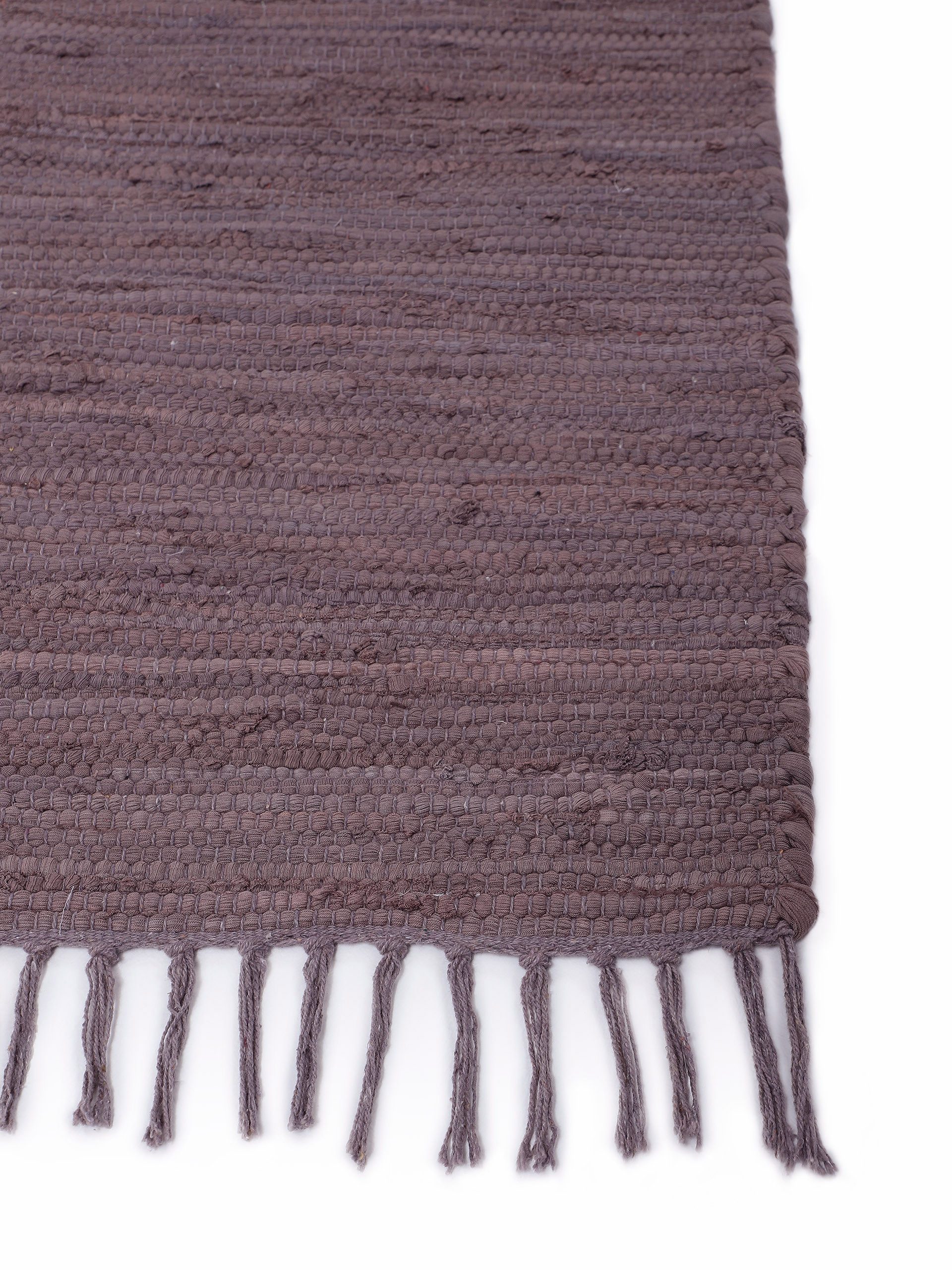 carpetfine Teppich Kelim Chindi uni, auch als Läufer, rechteckig, Höhe: 5 mm, Wendeteppich, reine Baumwolle, handgewebt, Uni-Farben, mit Fransen