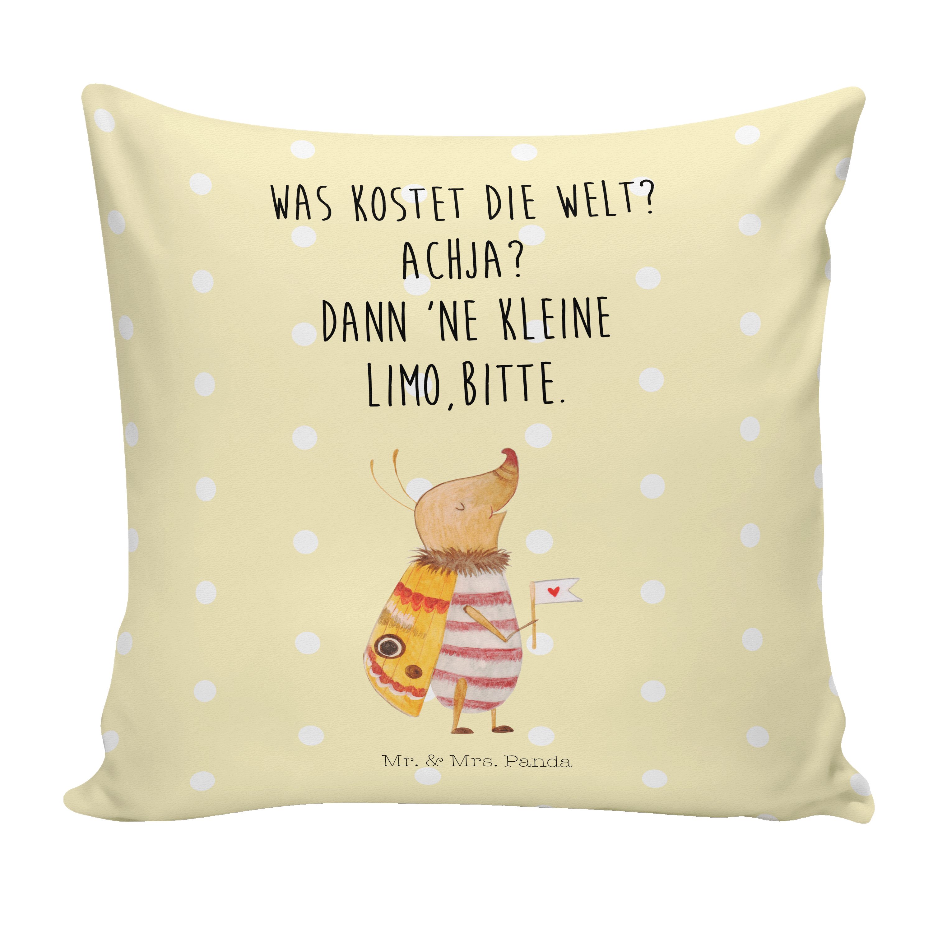 Mr. & Mrs. Panda Dekokissen »Nachtfalter mit Fähnchen Gelb Pastell