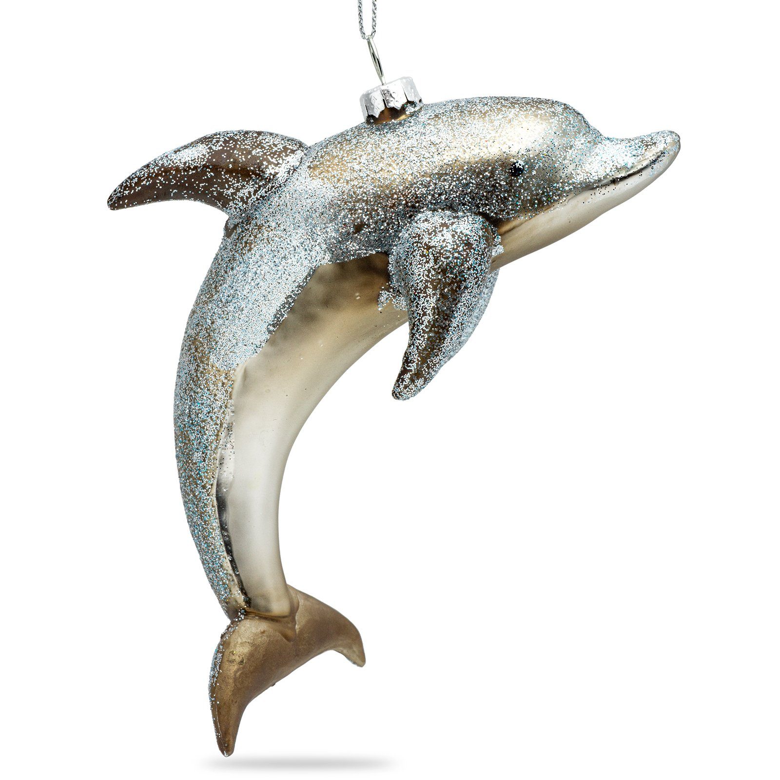 Christbaumschmuck BS464 Delphin Glas Figur Weihnachtsbaum Anhänger