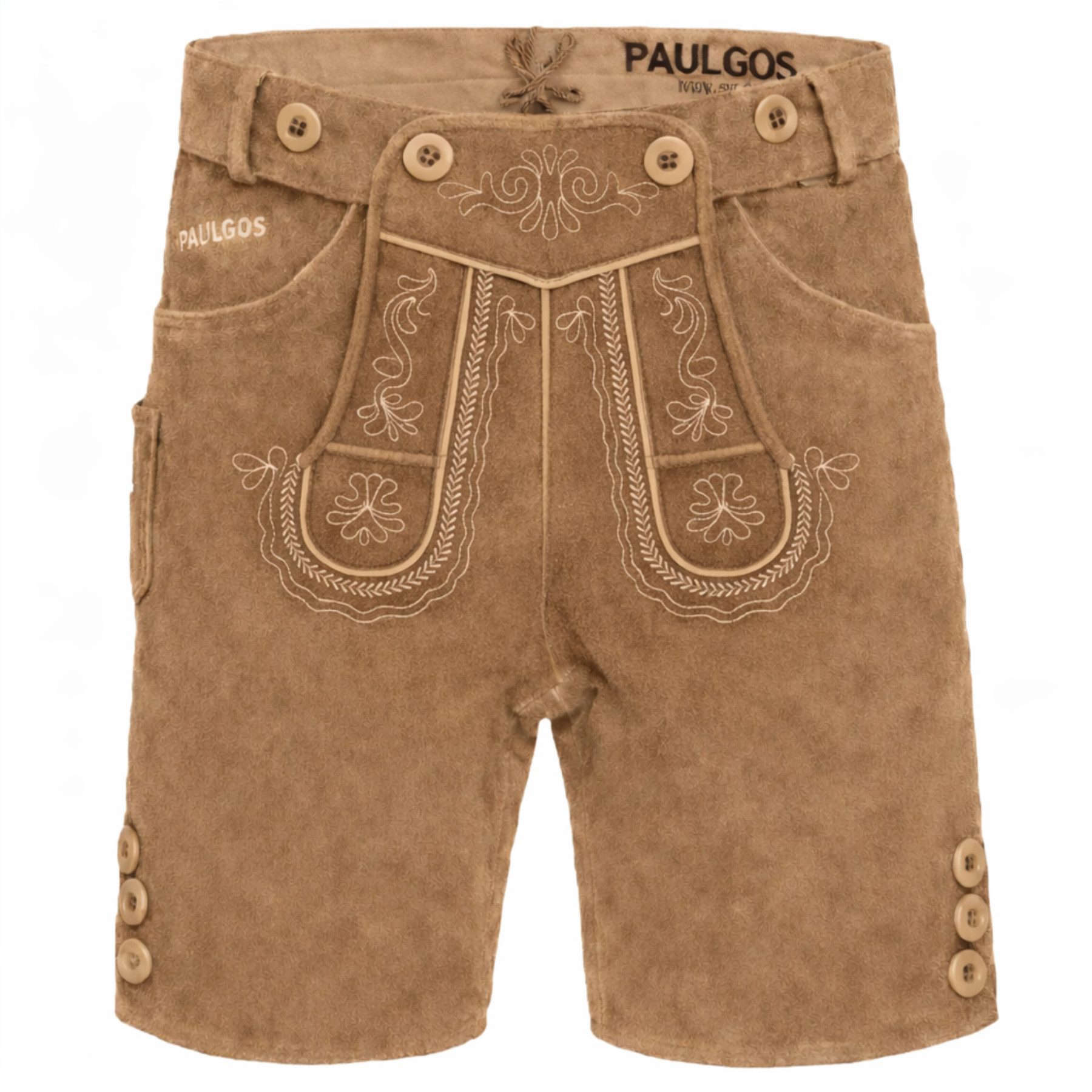 PAULGOS Trachtenhose Herren Lederhose Kurz mit Trägern 100% Echtleder - HK2