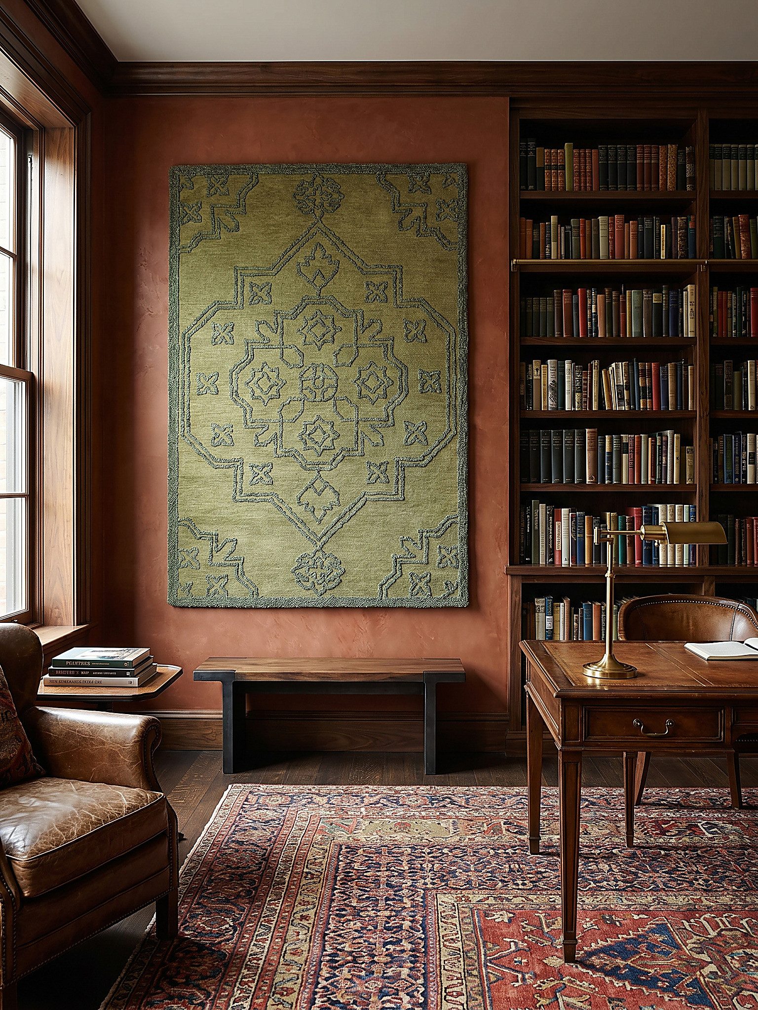KADIMA DESIGN Wollteppich TINGIR Teppich Vintage Medaillon Klassisch 140x200 Grün Schlafzimmer, Rechteckig, Höhe: 16 mm, Schurwolle, Orientalisch, Hand-getuftet, Pflegeleicht, Saugroboter
