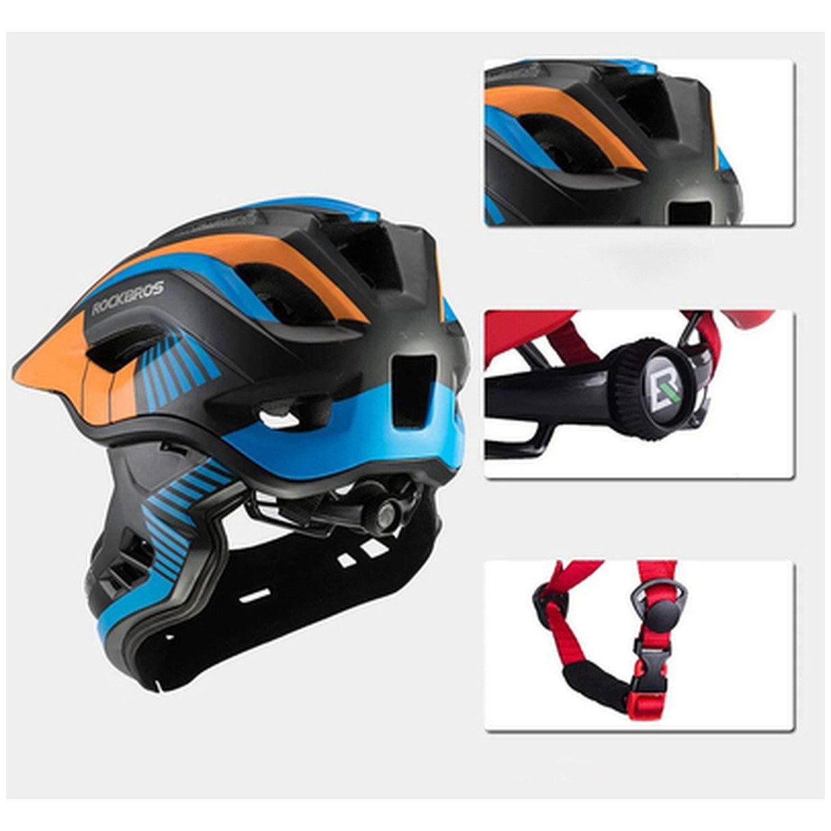 ROCKBROS Fahrradhelm Rockbros 32SOBL-S Kinderfahrradhelm mit Visier – Bild 3 von 5