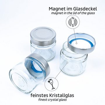 silwy MAGNETIC SYSTEM Gewürzbehälter Feinkost-Magnetgläser BLACK & CLASSY 125 ml, Glas