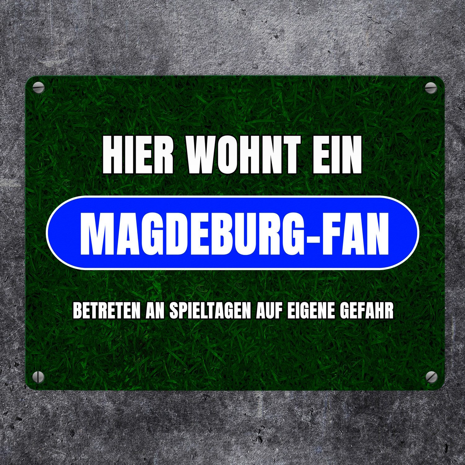speecheese Metallschild Hier wohnt ein Magdeburg-Fan Metallschild in 15x20 günstig online kaufen
