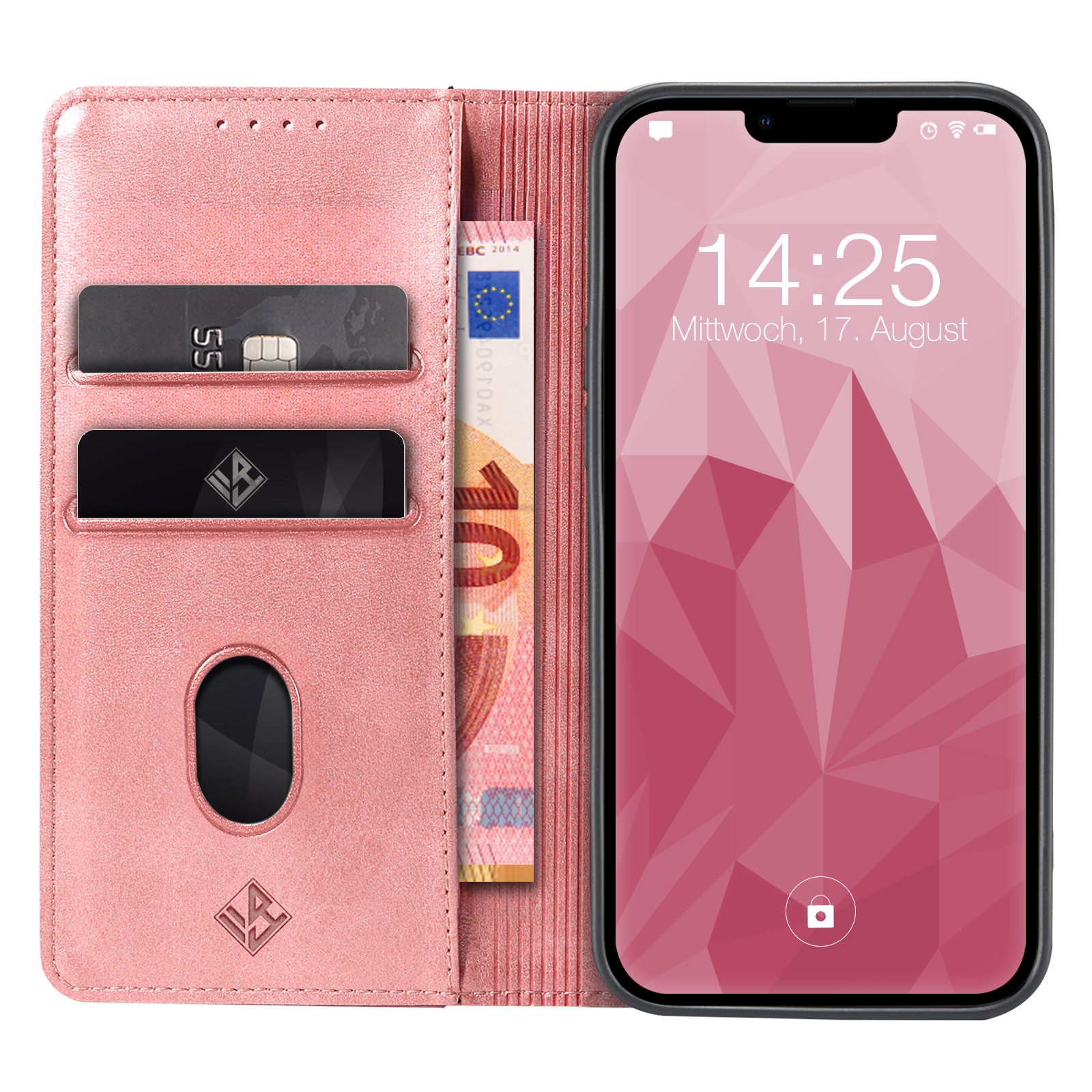 Tec-Expert Handyhülle Tasche Hülle für Apple iPhone 13 6.1 Zoll, 6.1", Cover Klapphülle Case mit Kartenfach Fliphülle aufstellbar