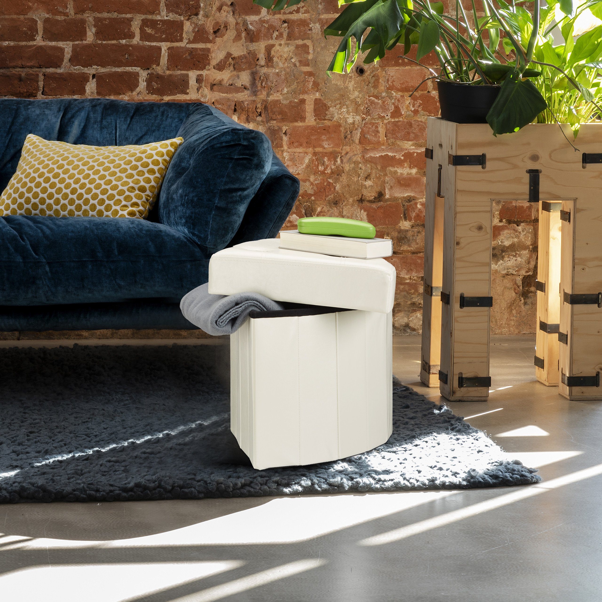 relaxdays Sitzhocker Eckiger Hocker mit Stauraum, günstig online kaufen