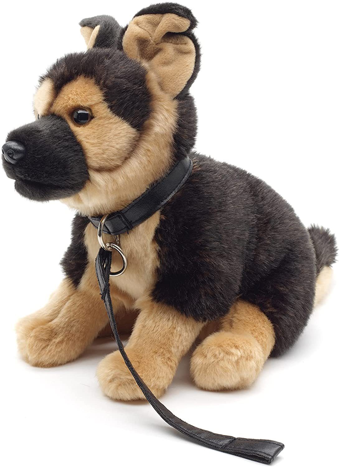 Uni-Toys Kuscheltier Dt. Schäferhund m. Leine - 24 cm (Höhe) - Plüsch-Hund  - Plüschtier, zu 100 % recyceltes Füllmaterial