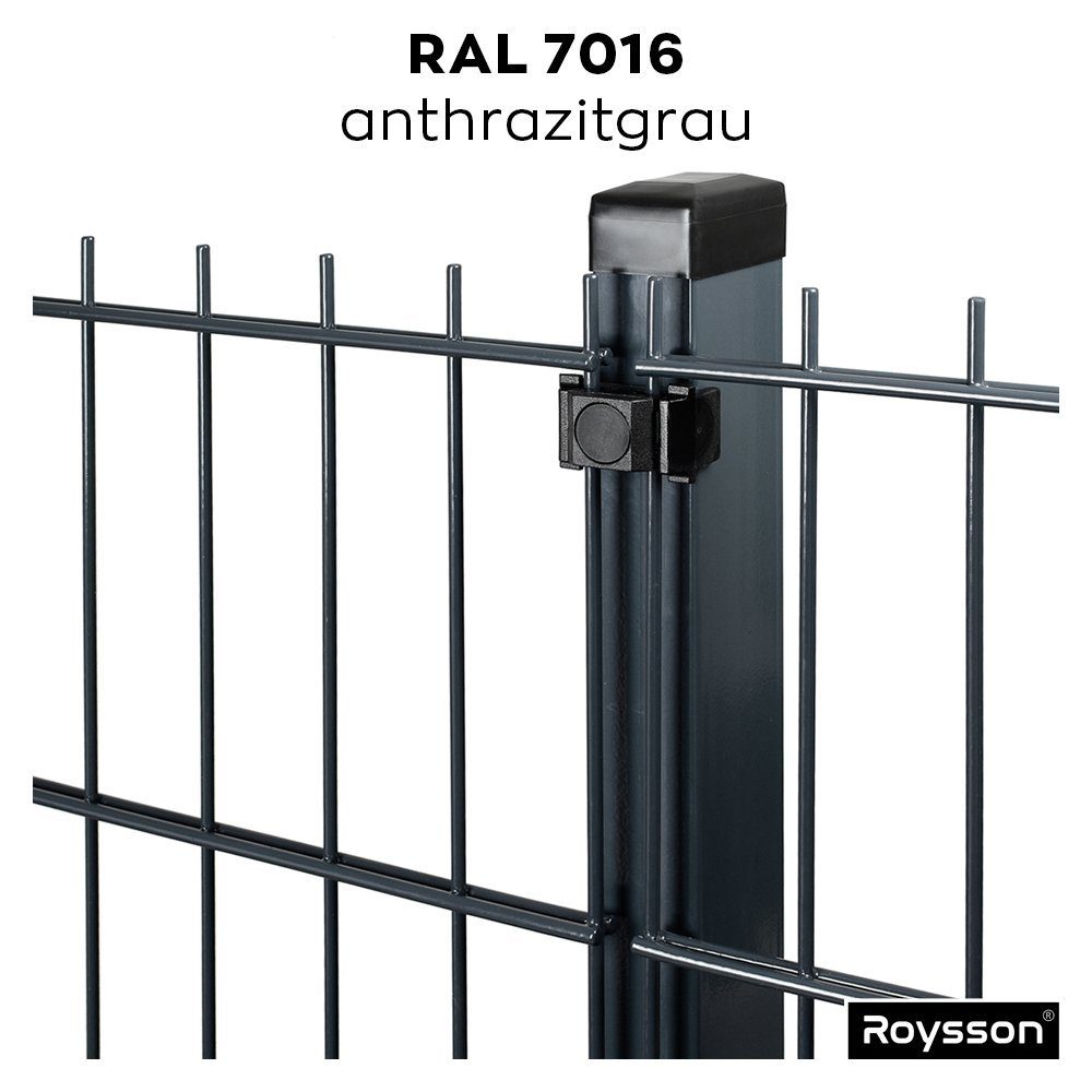 Roysson Doppelstabmattenzaun Doppelstabmattenzaun Komplettset Stabmattenzaun + Fußplatte (1430mm)