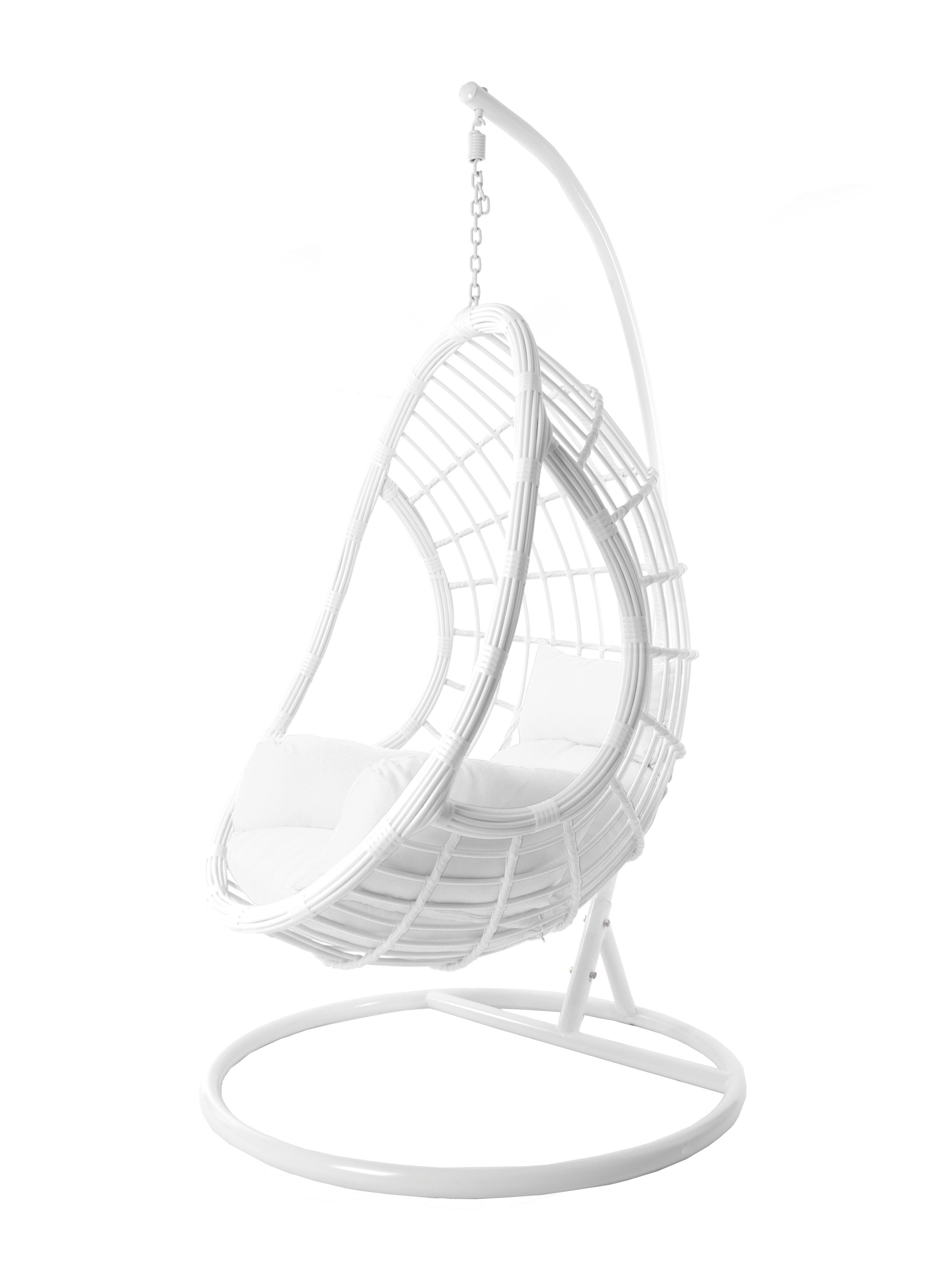 KIDEO Hängesessel Loungesessel weiß, in weiß, moderner und PALMANOVA Loungemöbel Hängesessel Swing Gestell Chair, mit Hängesessel Kissen