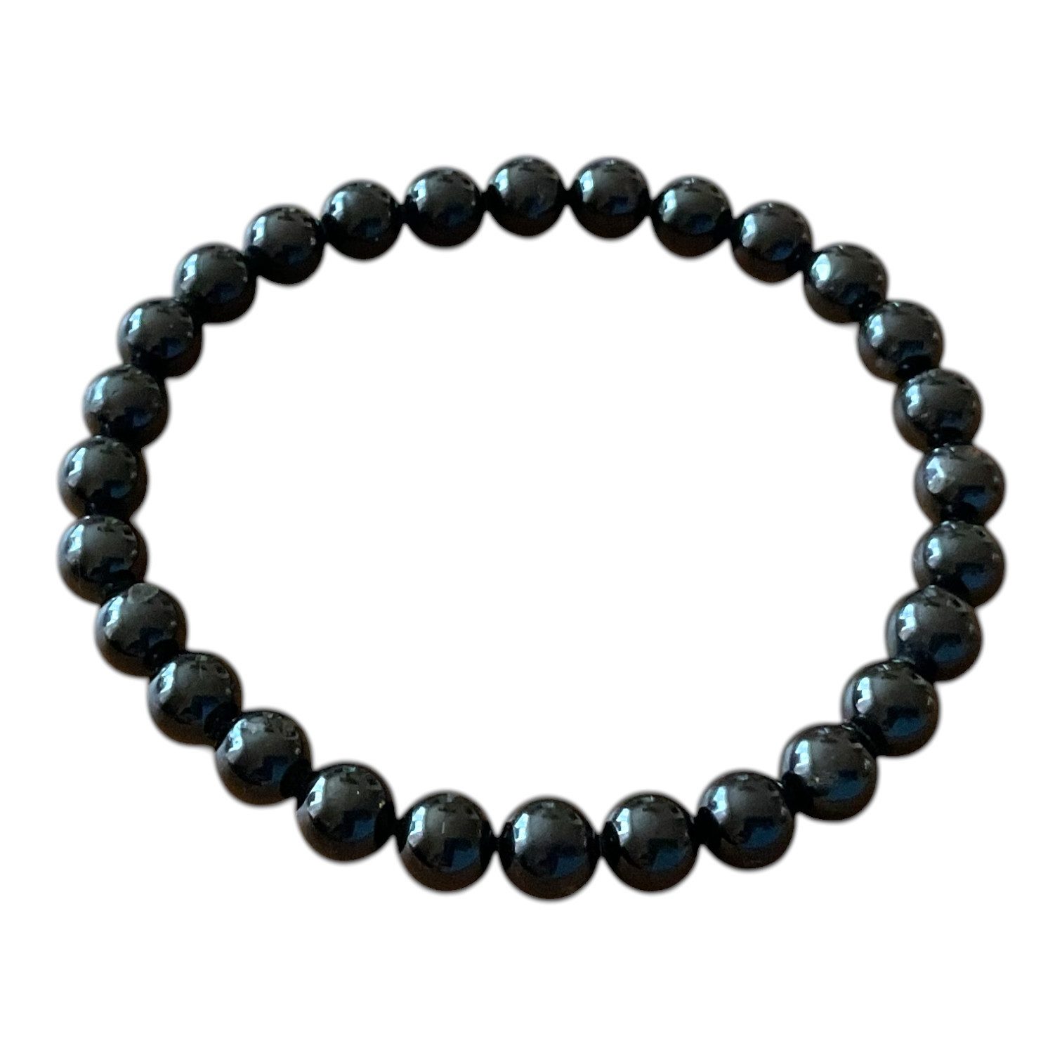 Steinfixx® Perlenarmband Turmalin (Schörl) Durchmesser 6mm, handgefertigt, in Geschenkbox (Länge 18,0 cm, 1-tlg., insgesamt 28 Perlen), AAA-Qualität aus Brasilien