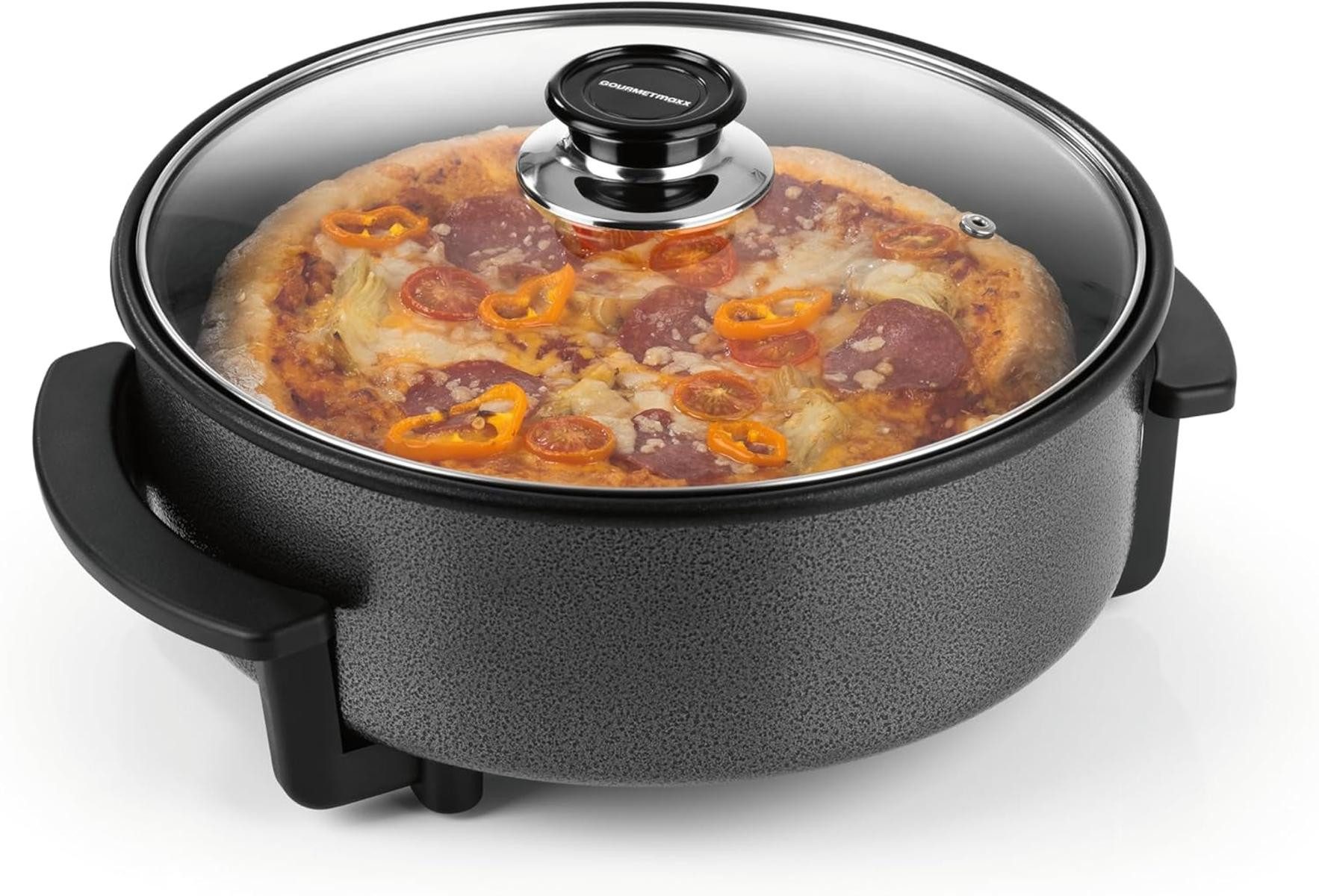 GOURMETmaxx Elektrische Pizzapfanne GOURMETmaxx elektrische Pizza-Pfanne mit Thermostat Glasdeckel ⌀ 30 cm