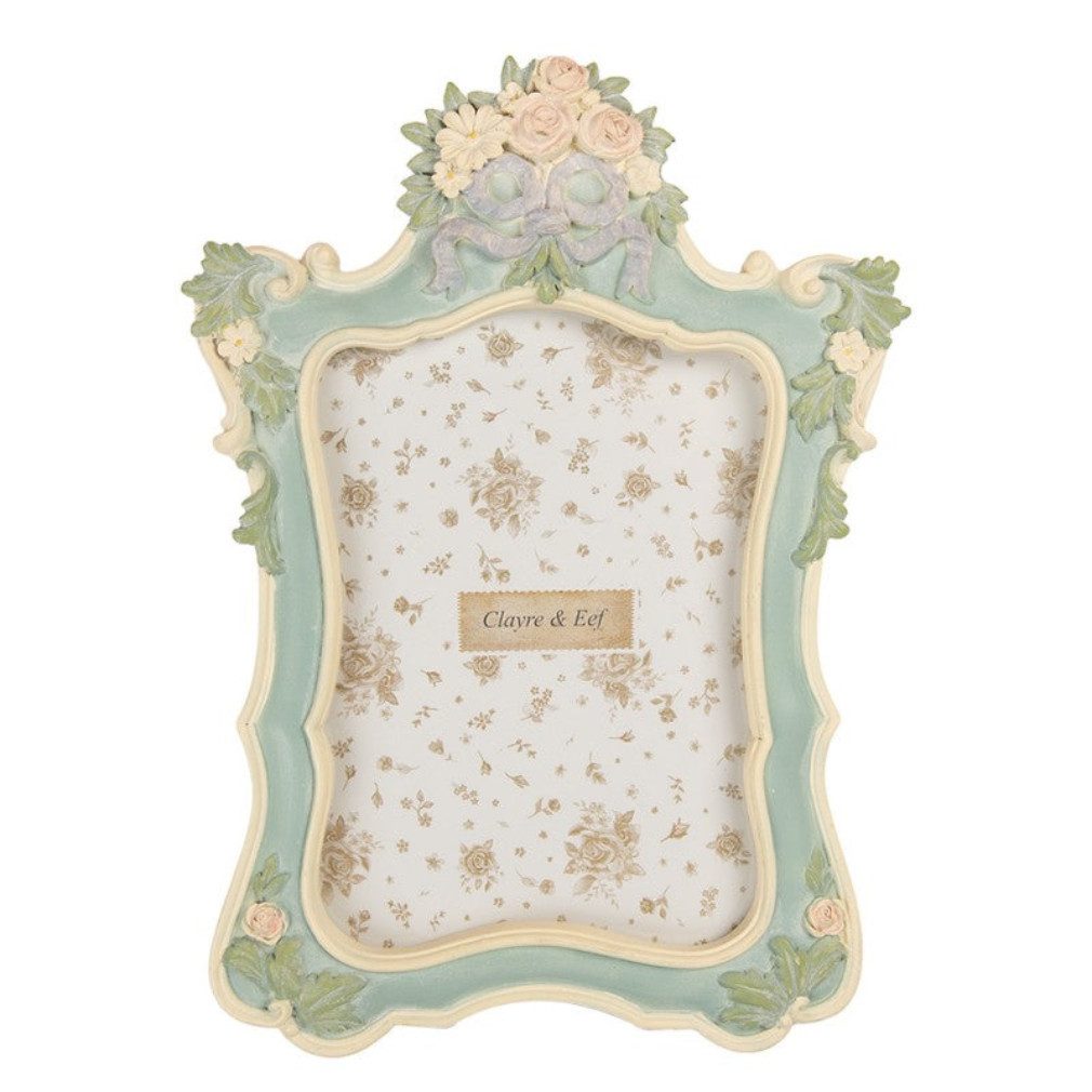Clayre & Eef Bilderrahmen Romantischer Bilderrahmen barock pastell Blumenbukett 13 x 18 cm