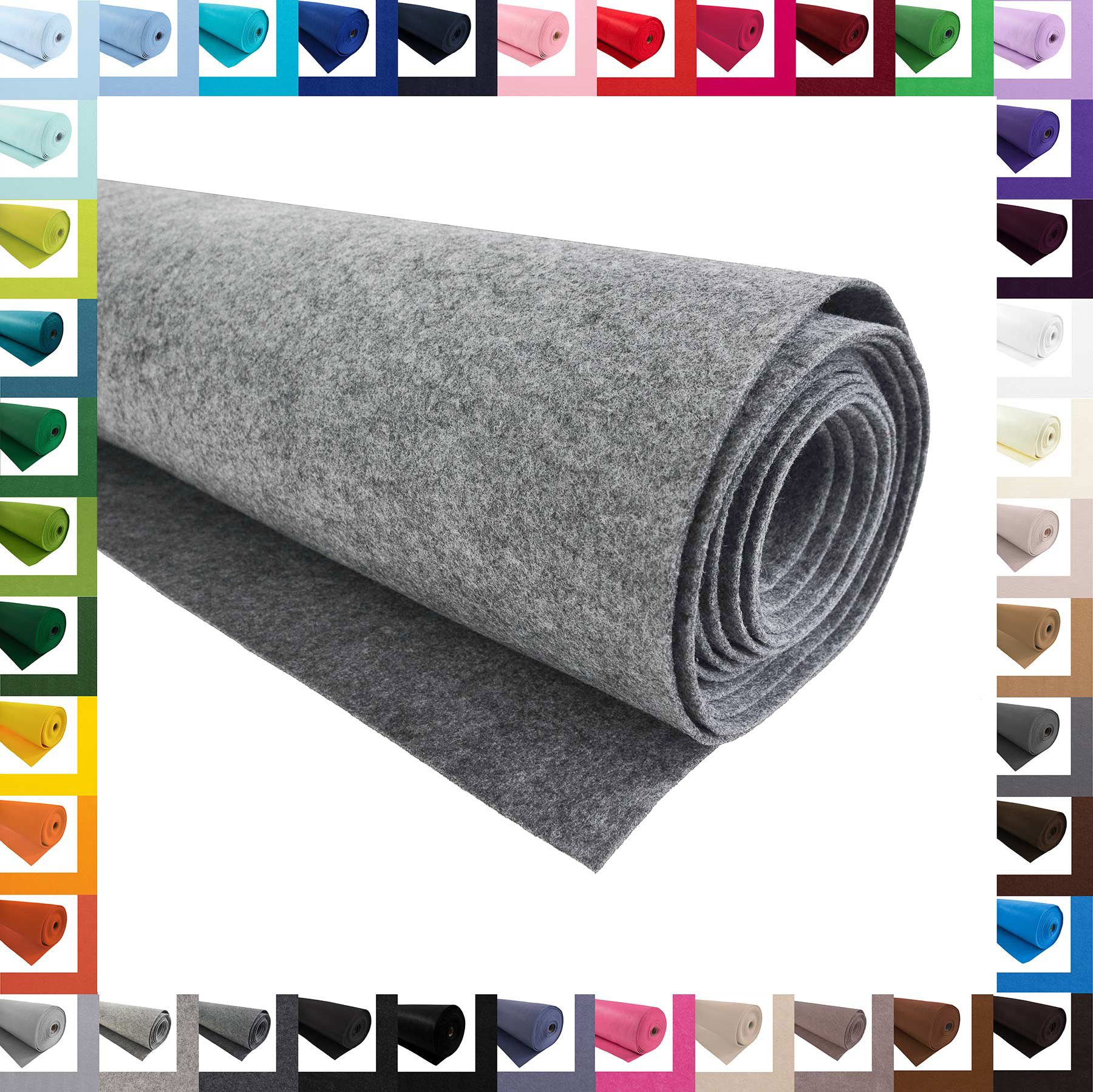 maDDma Stoff Bastelfilz 1m Meterware Filz 90cm x 1,5mm Dekofilz Taschenfilz, hellgrau meliert