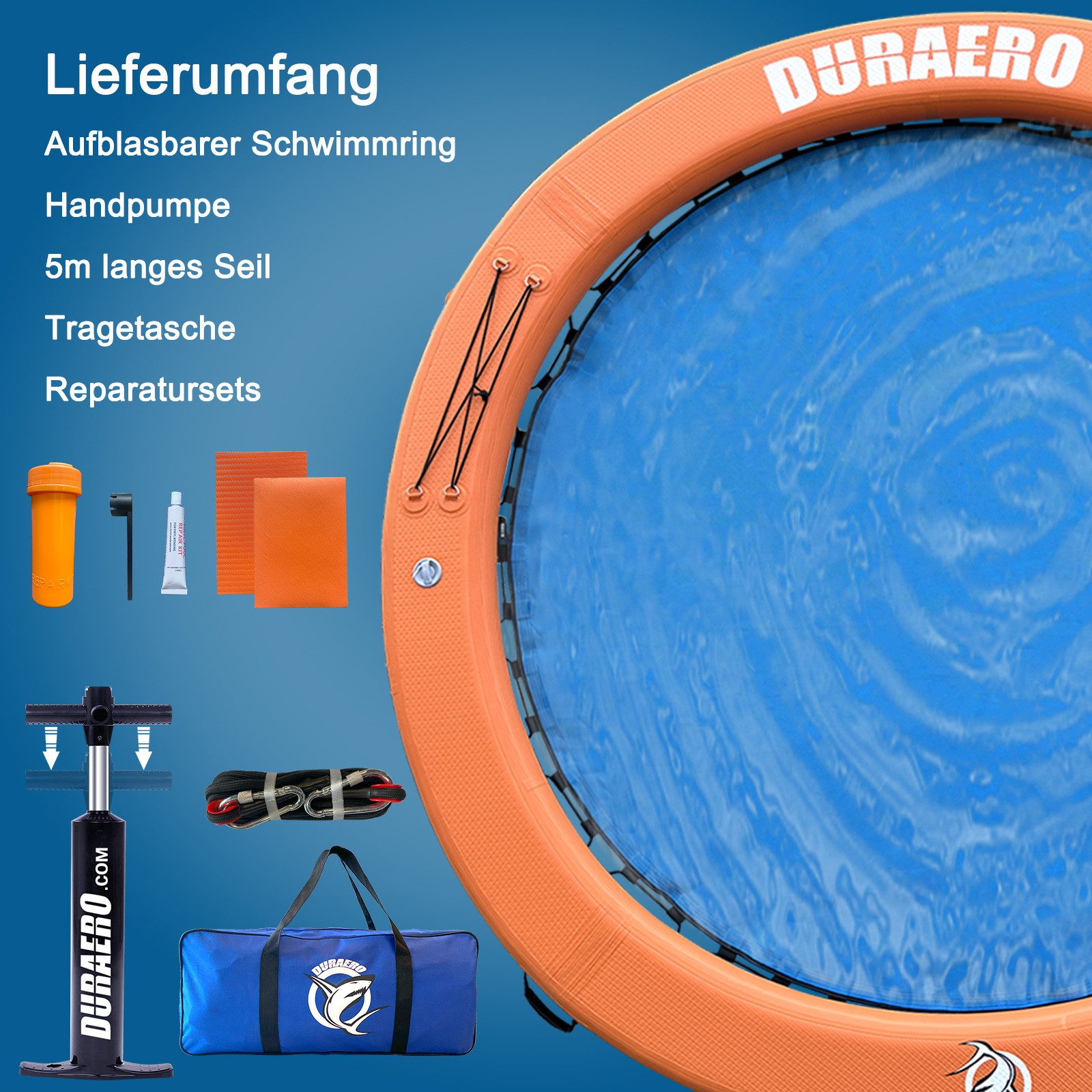 DURAERO Aufblasbare Wasser-Hängematte,Rundes,Schwimmring für See & Pool SUP-Paddel