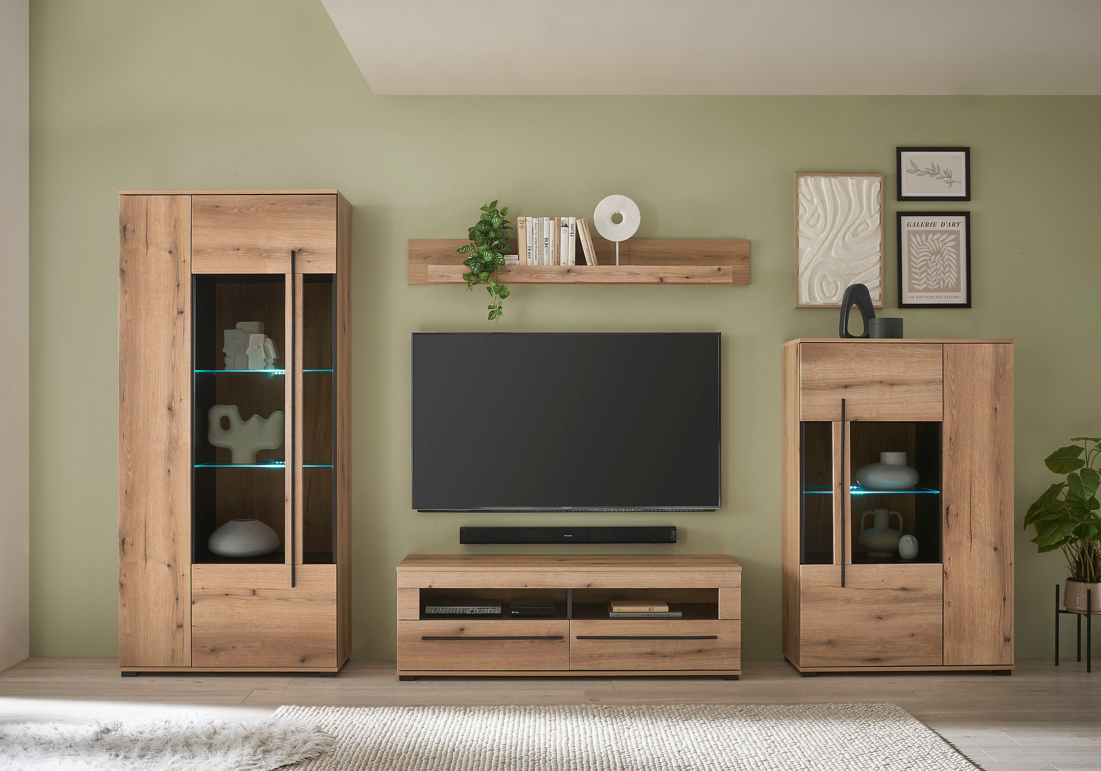 INOSIGN Wohnwand Cantara, moderne Anbauwand, Wohnzimmer-Set, in Eiche Evoke günstig online kaufen