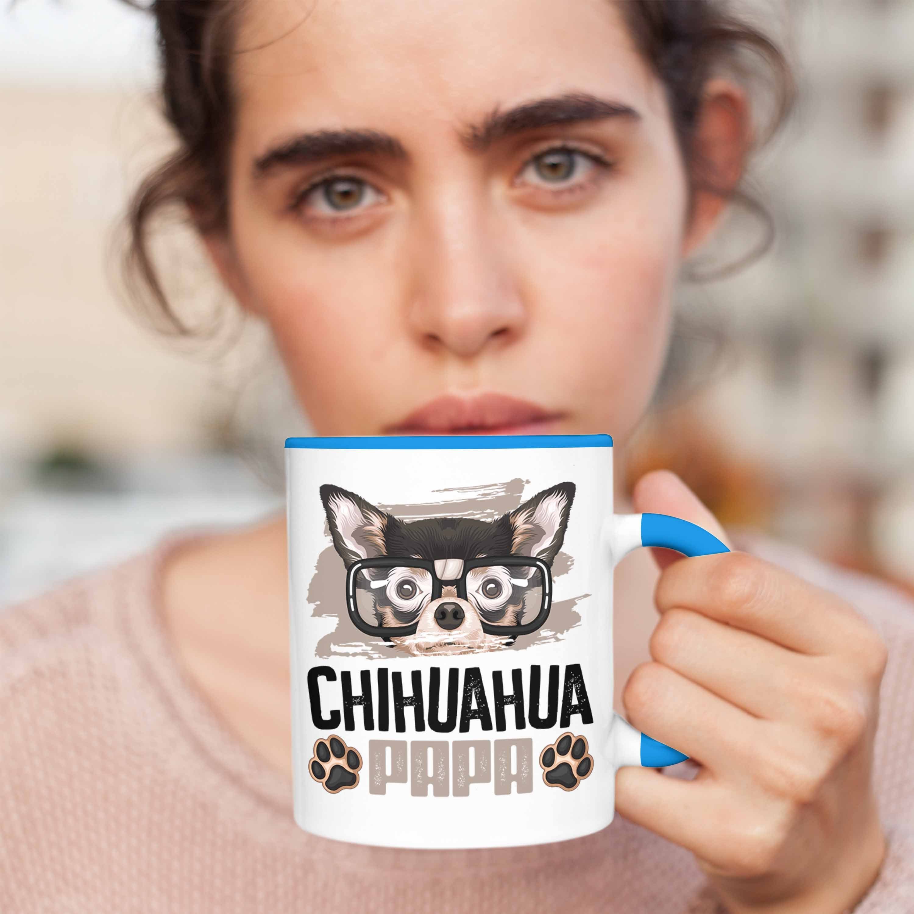 Trendation Spruch Besitzer Geschenk Tasse Papa Chihuahua Tasse Geschenkidee Lustiger Ch Blau