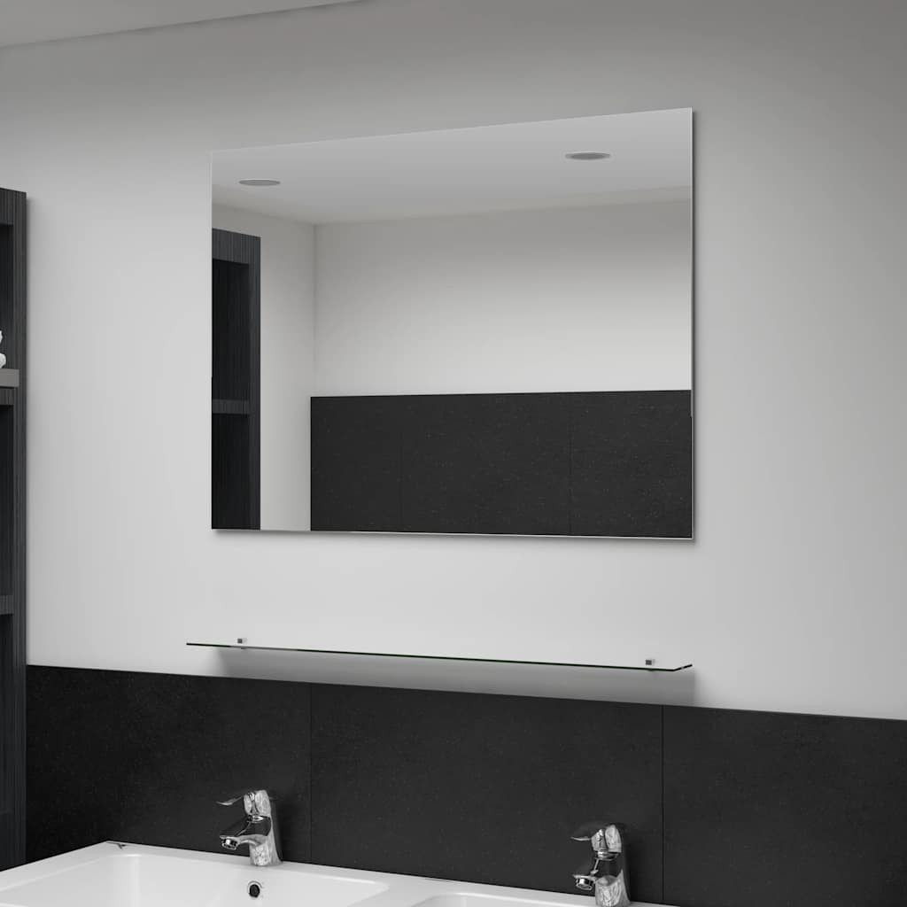 vidaXL Spiegel Wandspiegel mit Regal 80×60 cm Hartglas (1-St)