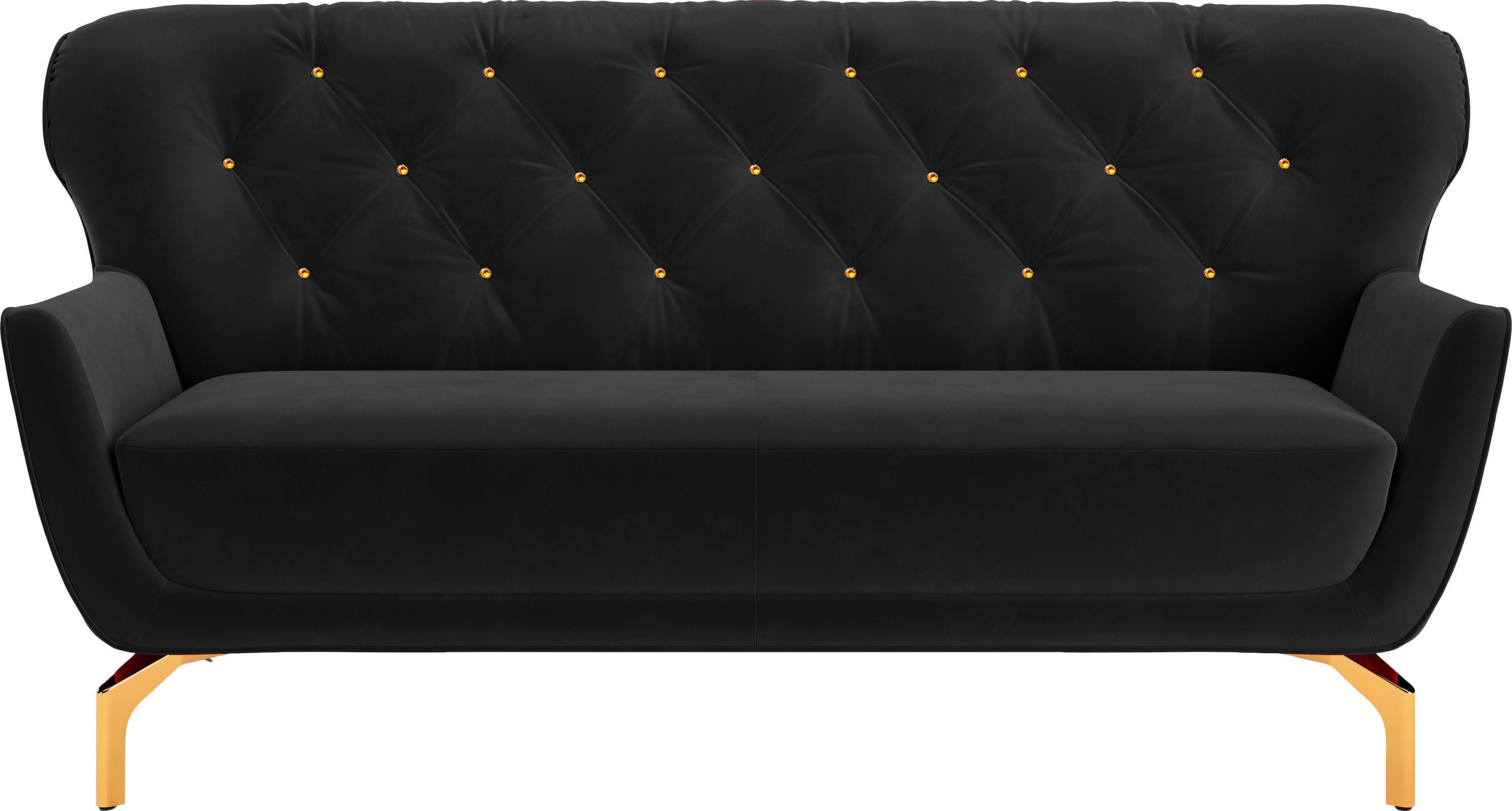 sit&more 3-Sitzer Orient 3 V, inkl. 2 Zierkissen mit Strass-Stein, goldfarbene Metallfüße