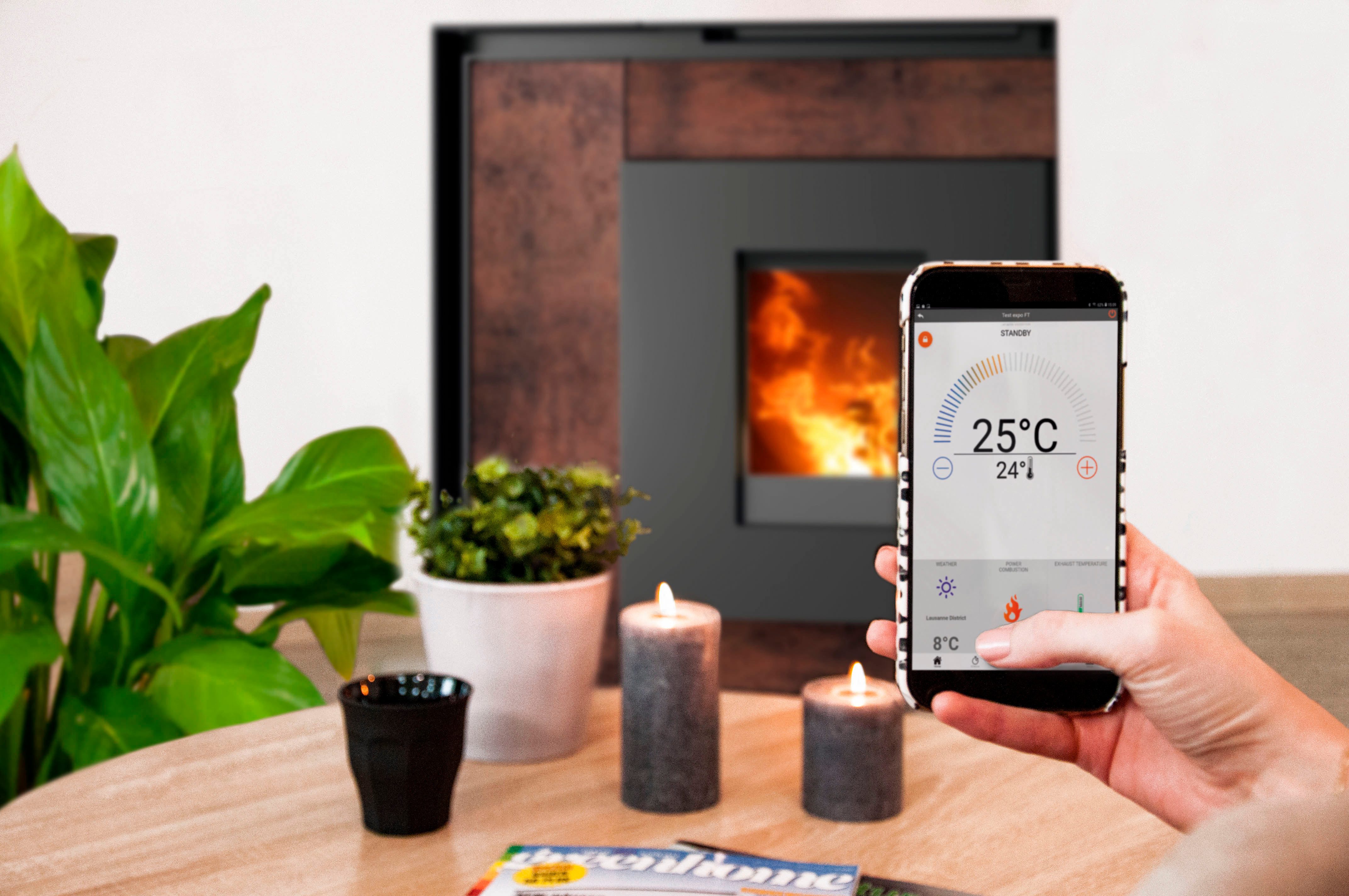 Oranier Pelletofen »Sando 50« Taupe, 2,4 kW, Dauerbrand, Anschluss hinten