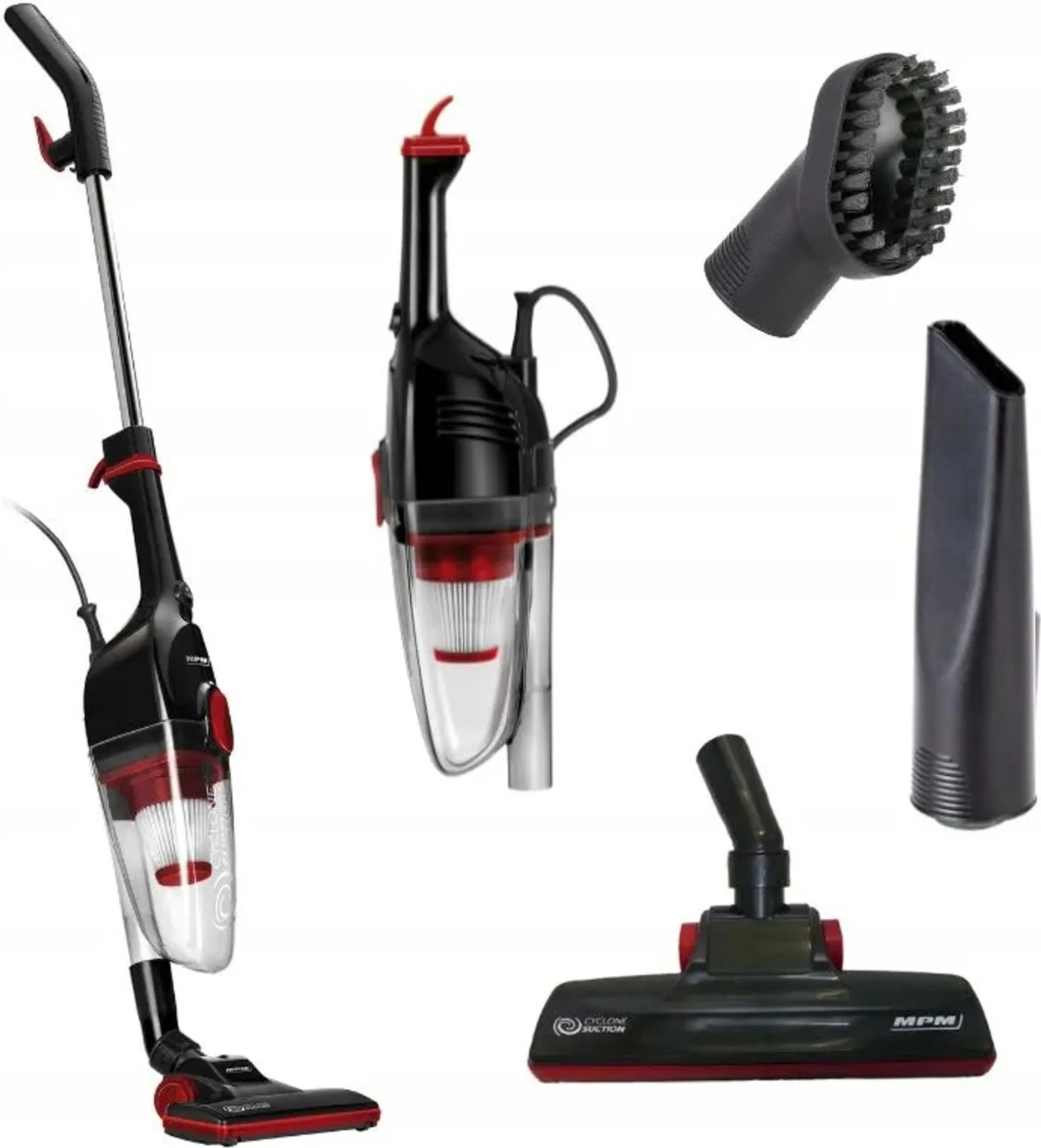 MPM Stielstaubsauger MOD-39 2-in-1 Stiel- und Handstaubsauger, 600 W, beutellos, 2-in-1, 0,6-l-Behälter, HEPA-Filter, Zyklon, 6-m-Kabel, 1,8 kg, leicht