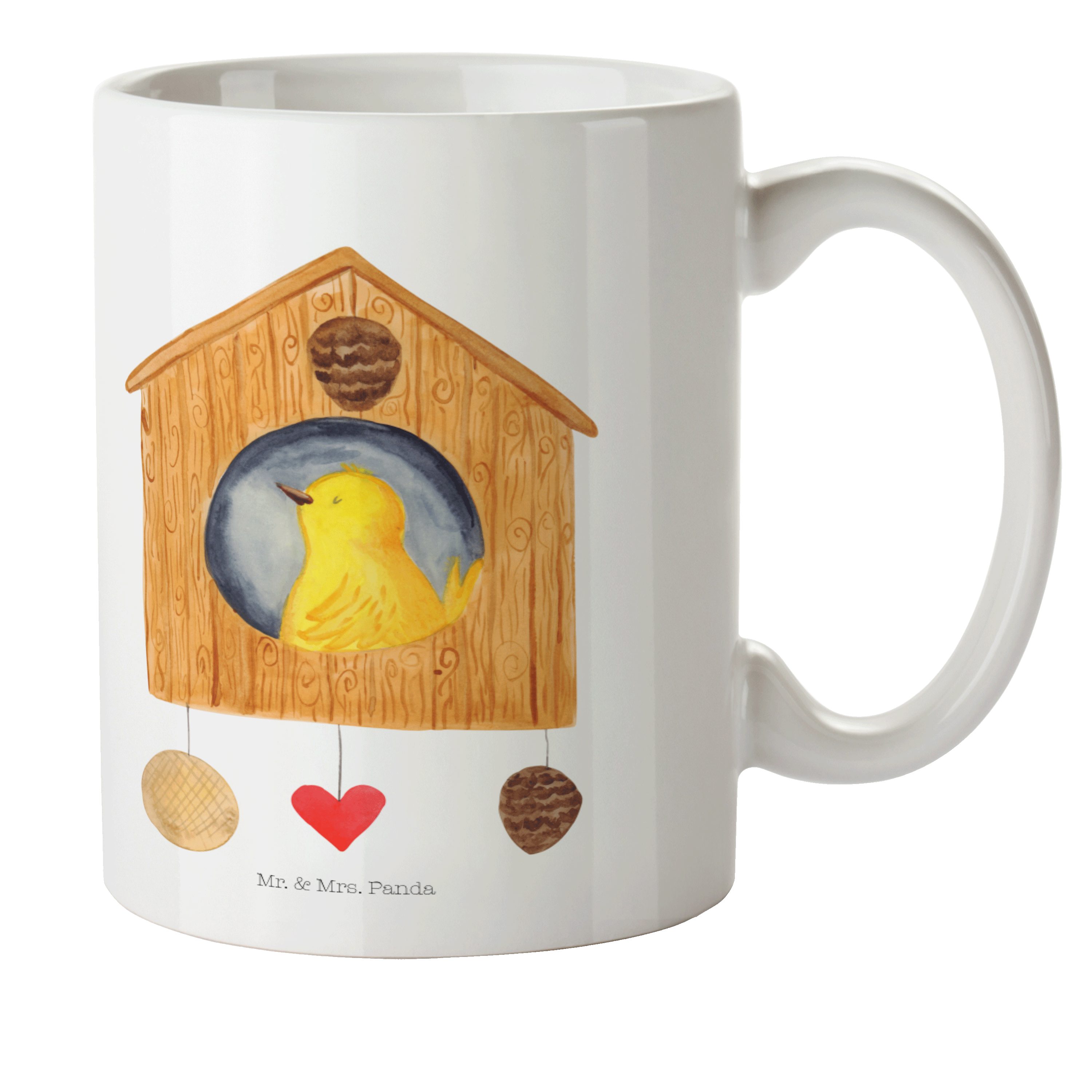Mr. & Mrs. Panda Kinderbecher Vogelhaus sweet Home - Weiß - Geschenk, Kunststoff Tasse, Kaffeetasse, Kunststoff