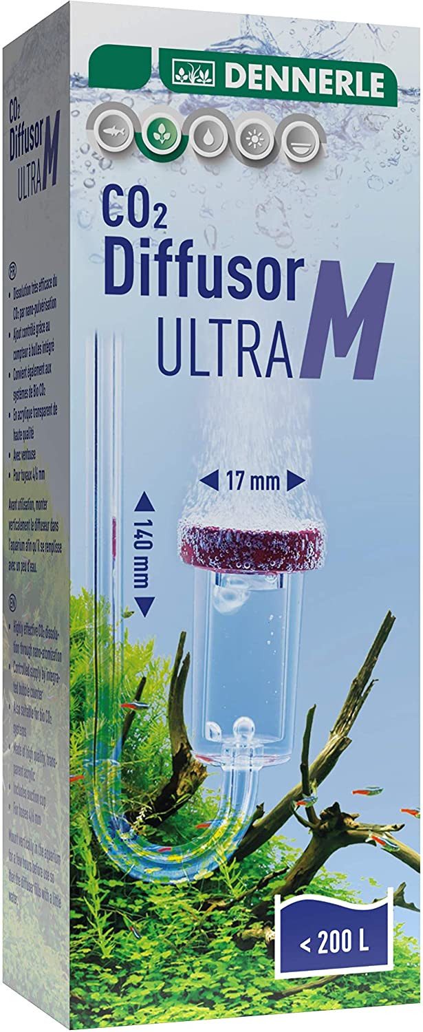 DENNERLE CO2 Diffusor CO2 Diffusor Ultra, 200 l, CO2 Zugabegerät, Für Aquarien bis 100 Liter