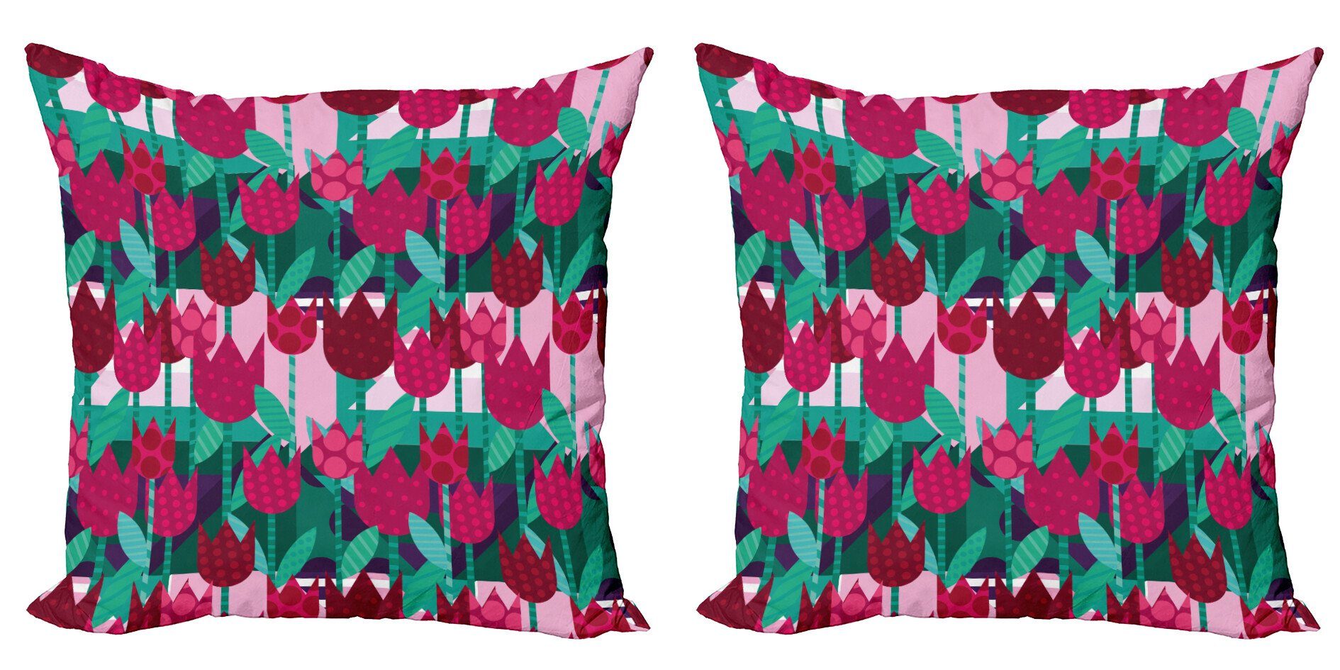 Abstrakte Accent (2 Modern Abakuhaus Kissenbezüge Blumen Digitaldruck, Blumen Stück), Doppelseitiger Tulpen