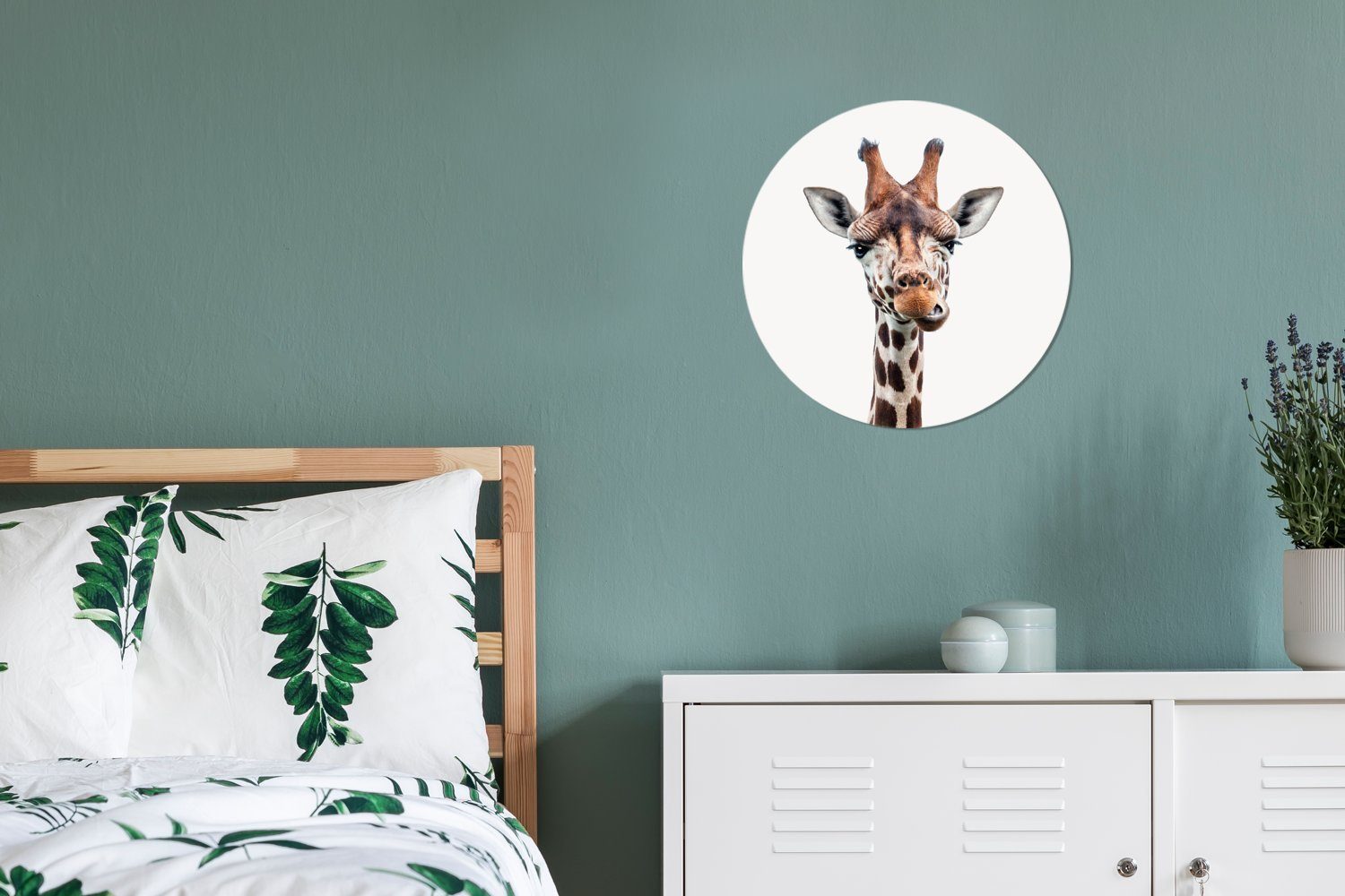 (1 MuchoWow Porträt für Kinderzimmer, Tiere St), Wandsticker Tapetenaufkleber, - Tapetenkreis Giraffe Rund, Wohnzimmer -