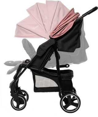BabyGo Kombi-Kinderwagen Basket 2in1, Pink melange, inklusive Babyschale und Adapter