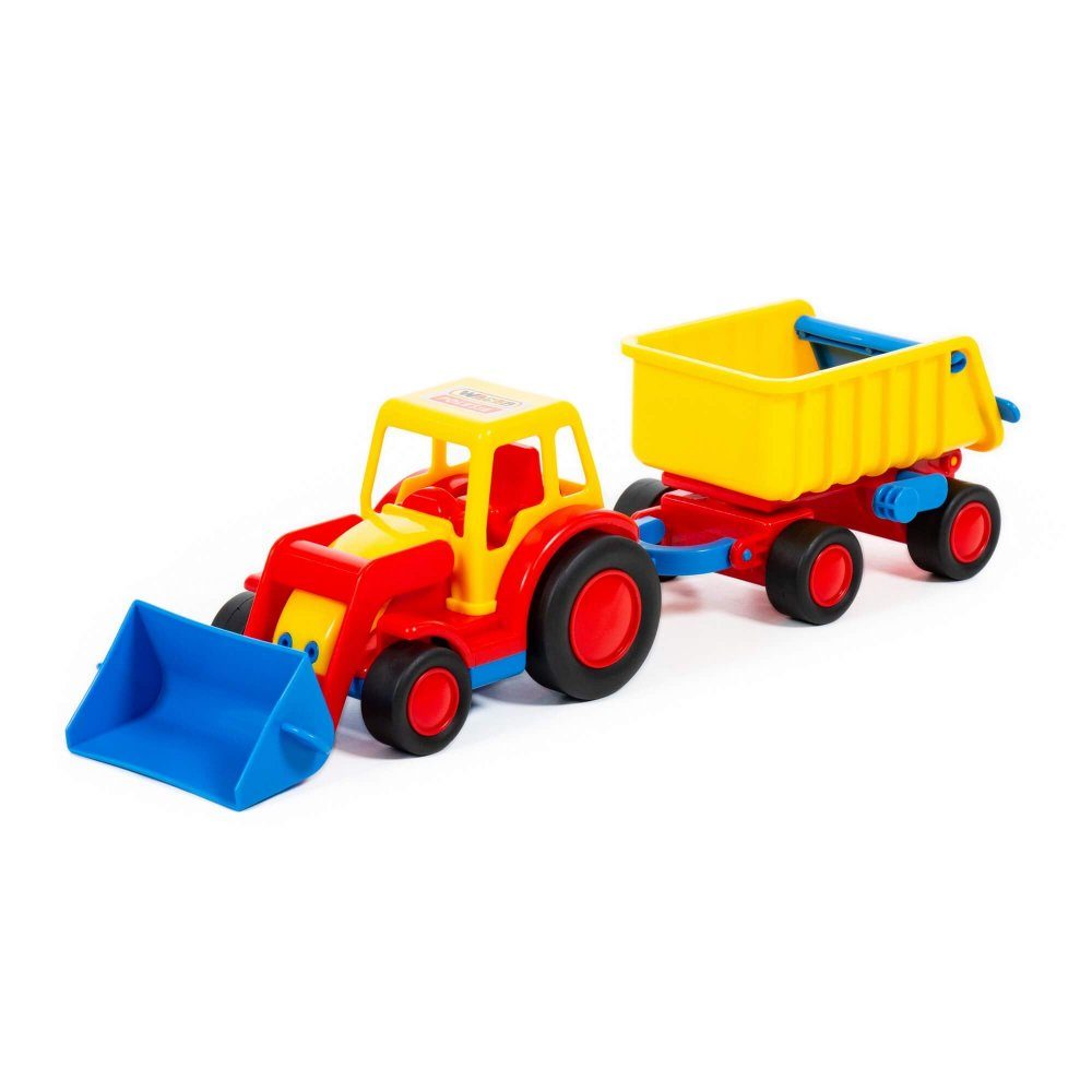 Polesie Traktor Spielzeug Mit Fass-Anhänger – Grün, Mit Schwungradantrieb – Für Kinder Ab 3 Jahren, Ca. 37 Cm Lang
