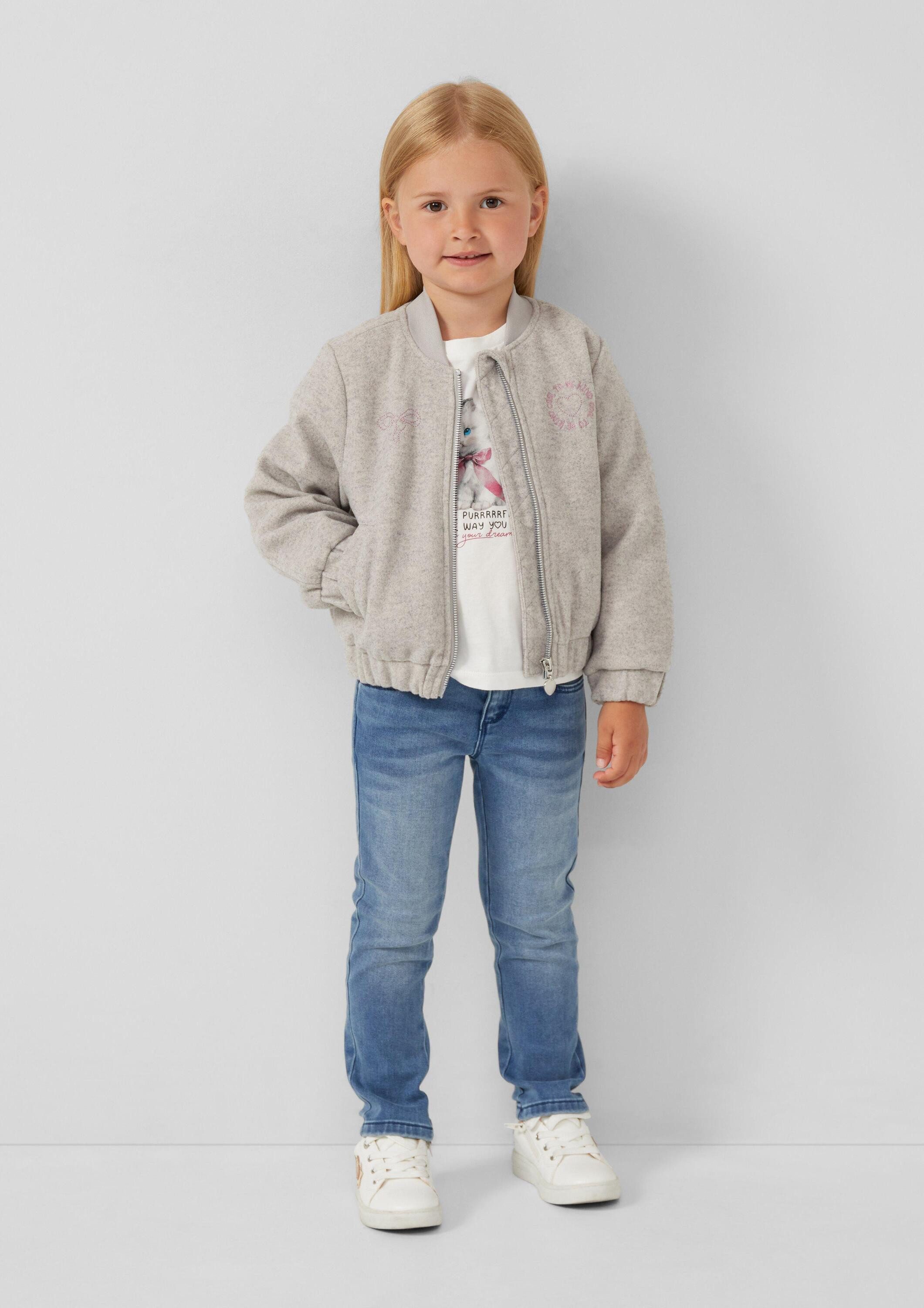 s.Oliver Funktionsjacke Indoor-Jacke Collegejacke in Wolloptik mit Stickerei