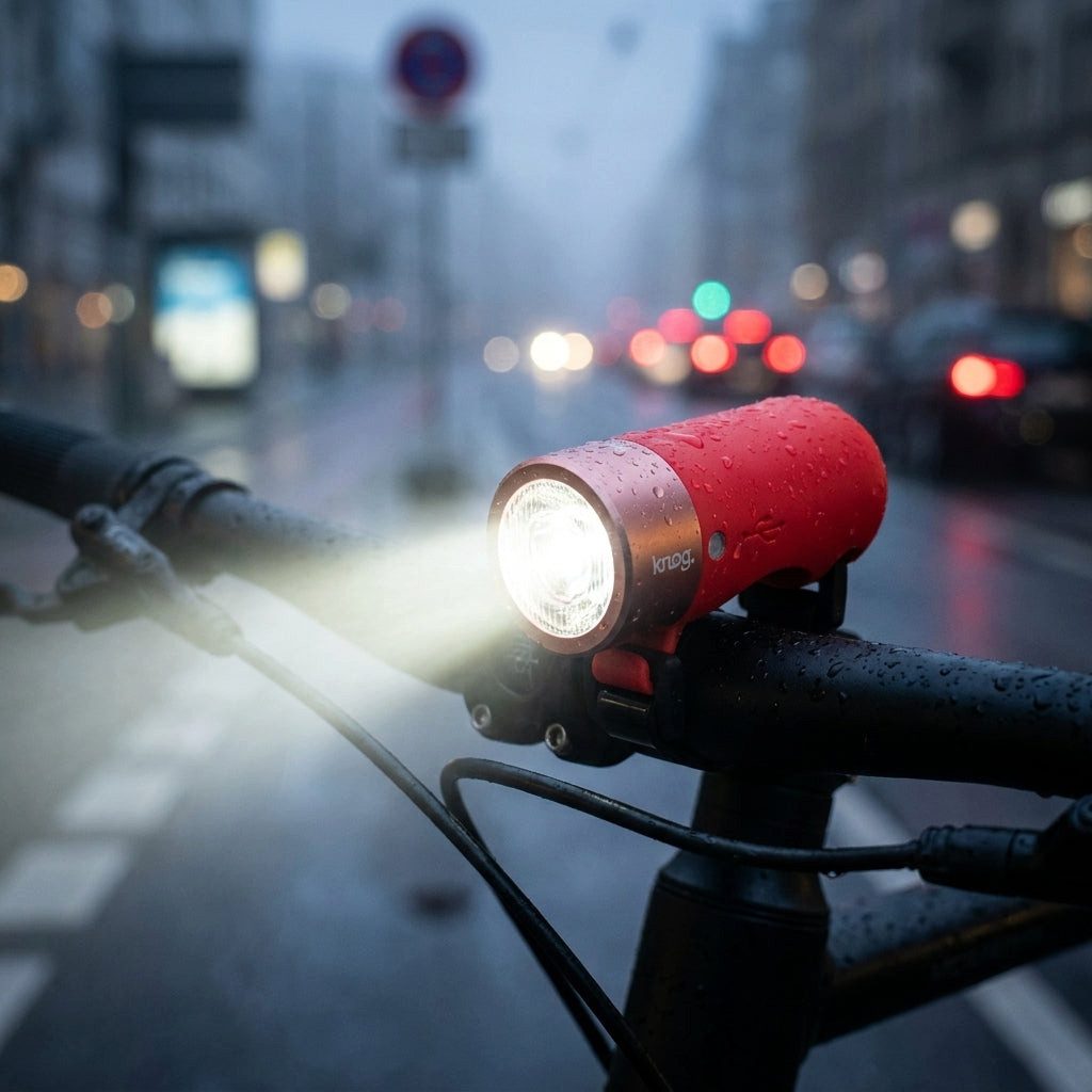 Knog Fahrradbeleuchtung Knog Fahrradlampe Plug StVZO weiße LED rot (140 Lumen)