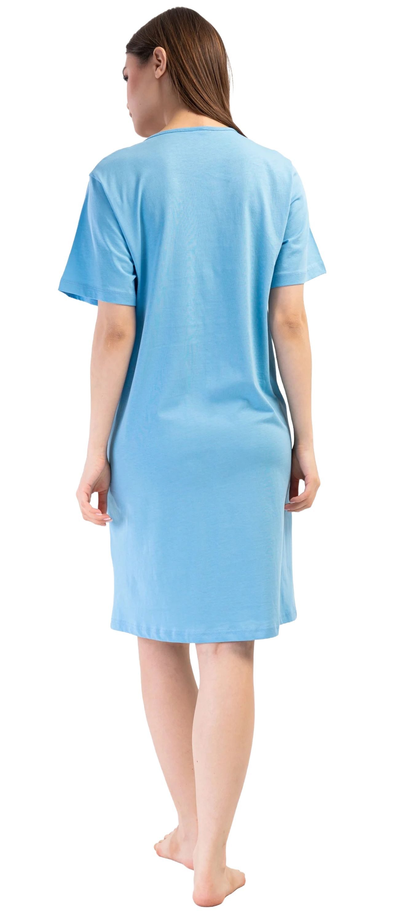Vienetta Nachthemd Joyful Journey (Set, 1-tlg., 1-teilig) Damen Sleepshirt ca.95cm lang Stillfunktion Baumwolle