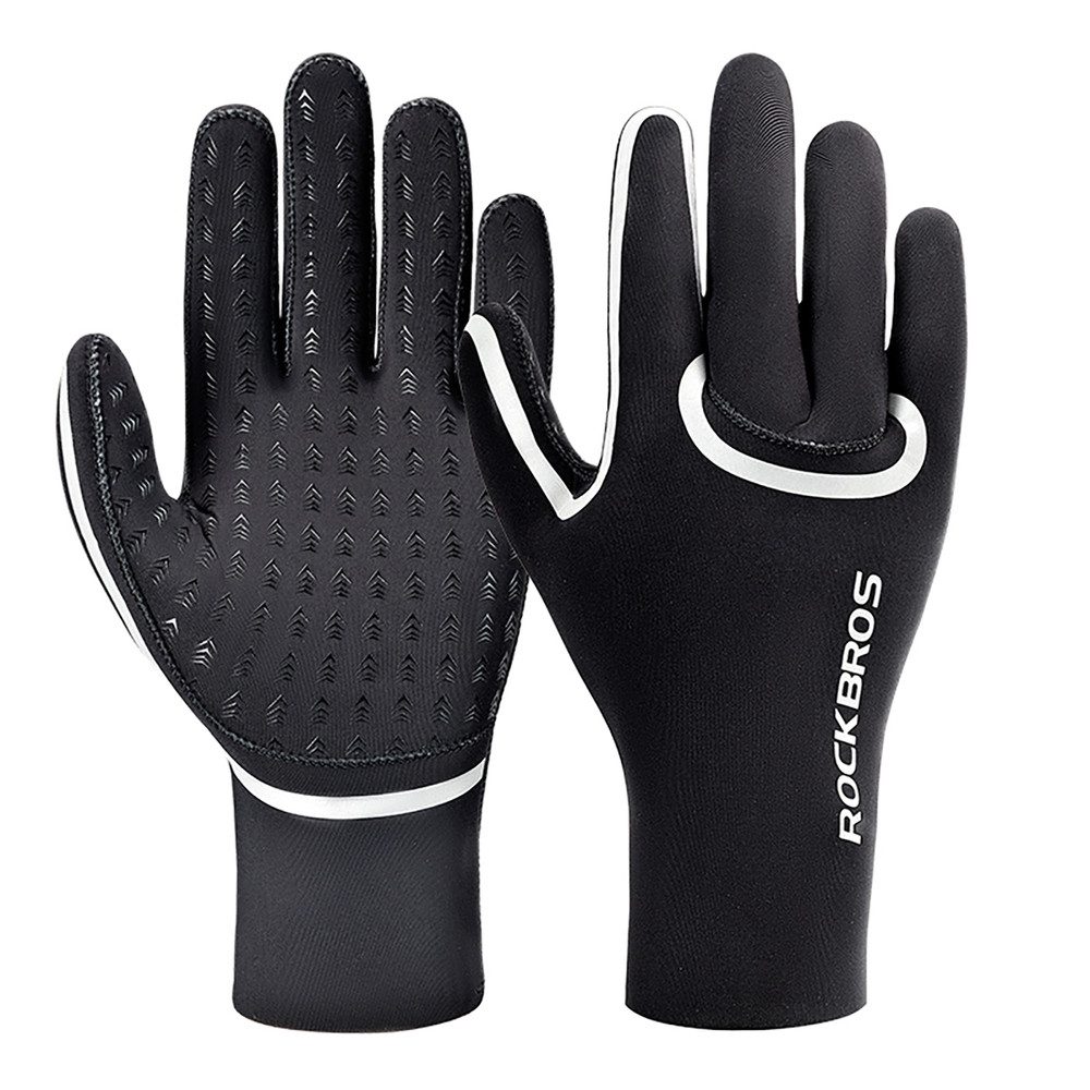 ROCKBROS Fahrradhandschuhe Winterhandschuhe Radhandschuhe Vollfingerhandschuhe (Spar-Set, 1-St., L/XL) wasserabweisend, Silikonnoppen, reflektierend