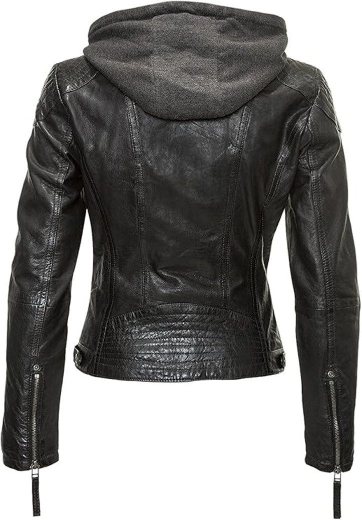 Gipsy by Mauritius Lederjacke Bikerjacke mit abnehmbarer Kapuze aus Lammleder