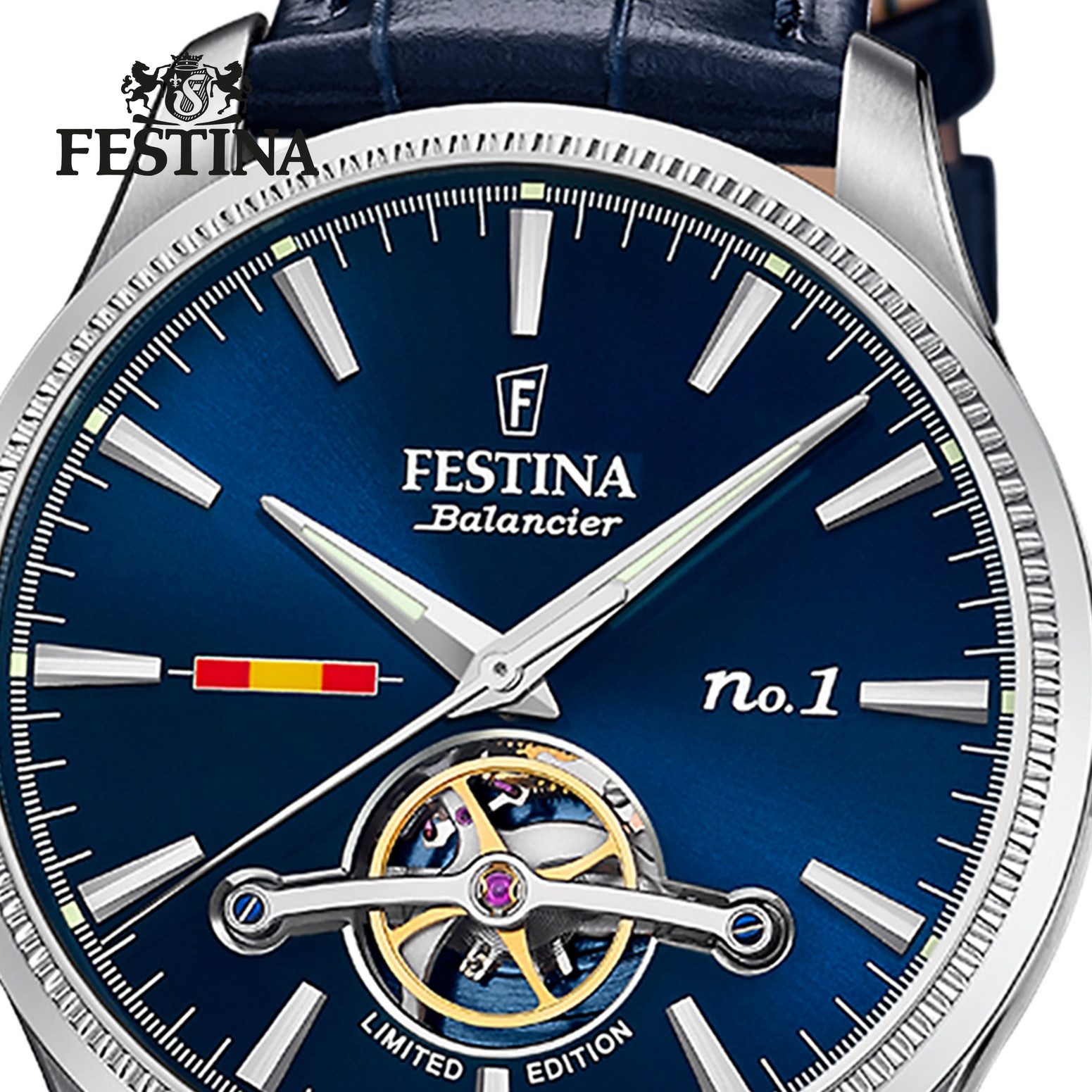 Festina Automatikuhr Festina Herrenuhr Swiss Made Armbanduhr, (Analoguhr), Herren Armbanduhr rund, Lederarmband Blau, Elegant