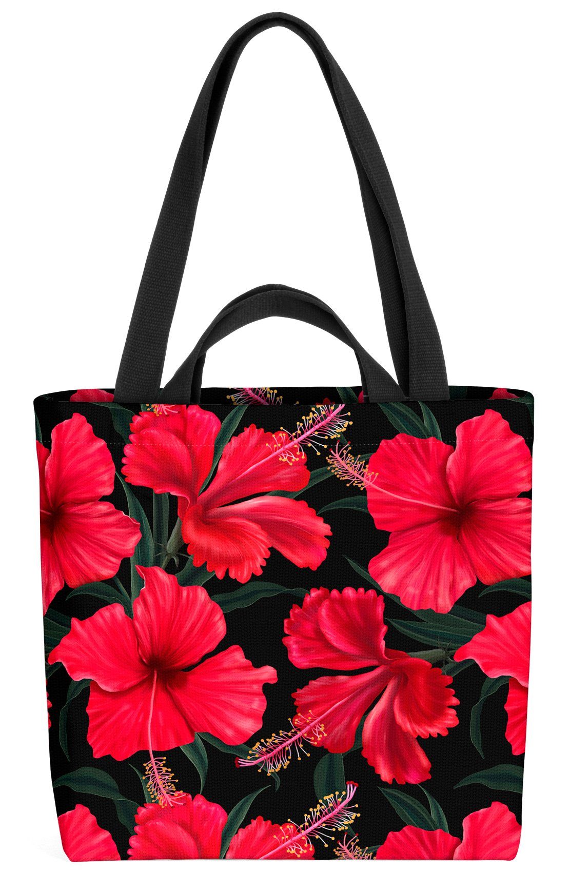 VOID Henkeltasche (1-tlg), Roter Hibiskus Eibisch tropen blumen blumenmuste günstig online kaufen