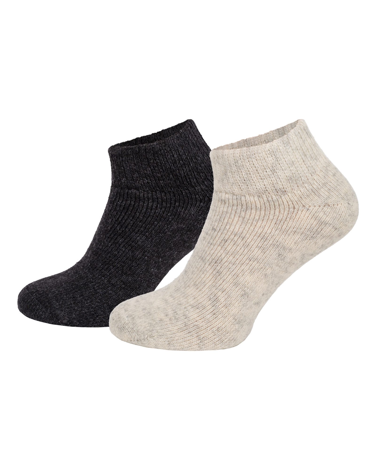 HomeOfSocks Sneakersocken 2 Paar Sneaker Wollsocken Doppelpack in Anthrazit Grau,  Komfortbund, Fester Sitz