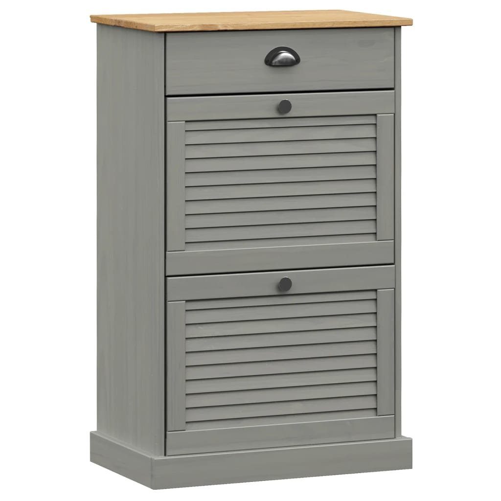 vidaXL Schuhregal Schuhschrank VIGO 60x35x96 cm Grau Massivholz Kiefer, 1-tlg.
