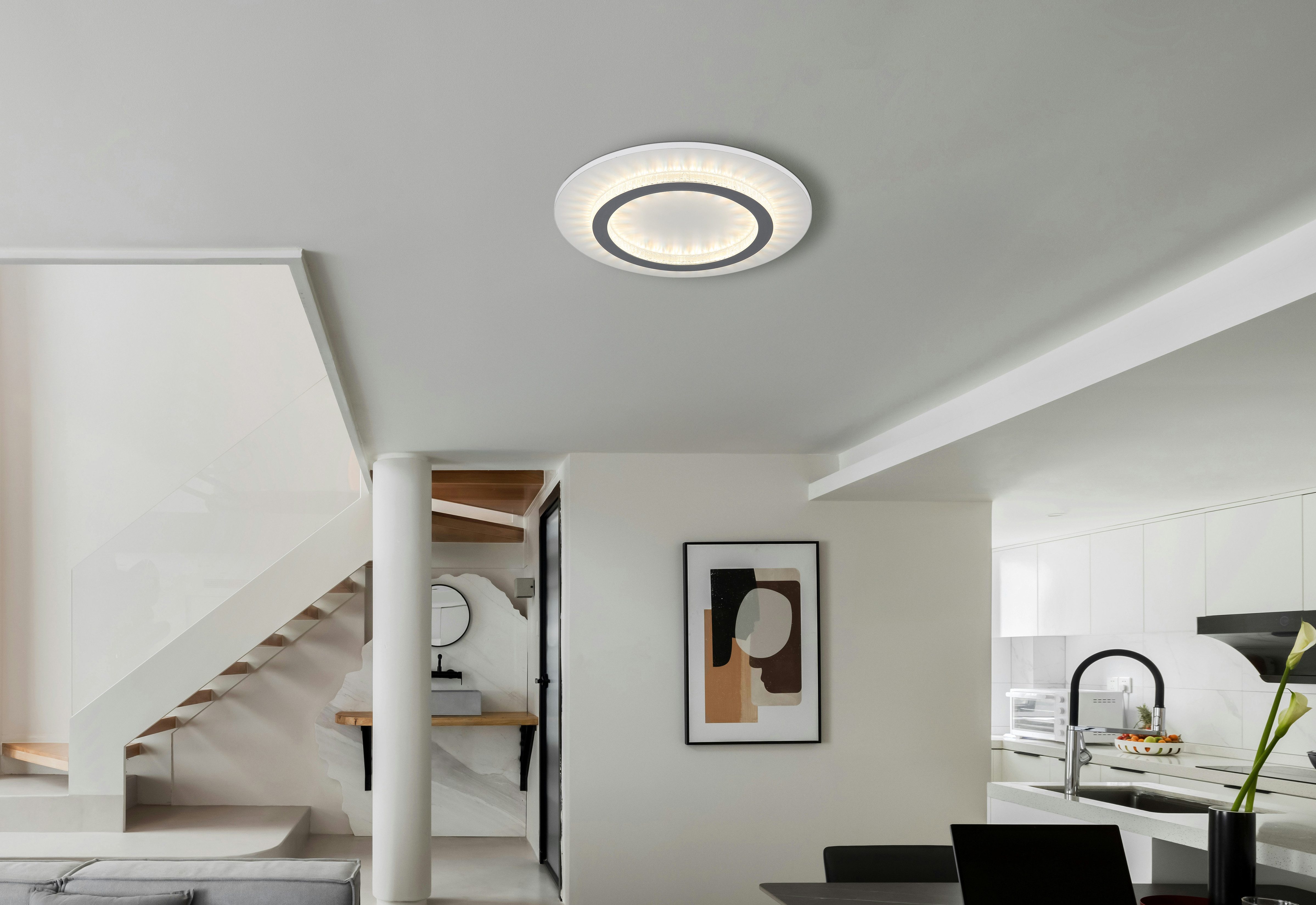 GLOBO LIGHTING Deckenleuchte JAYDEN, Memoryfunktion, LED fest integriert, warmweiß - kaltweiß, Deckenlampe Wohnzimmer-Leuchte Schlafzimmer-Leuchte Flur Küche