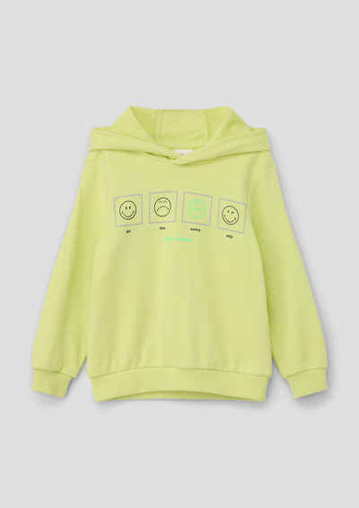 s.Oliver Sweatshirt Smiley®-Hoodie aus Baumwollmix Rippbündchen