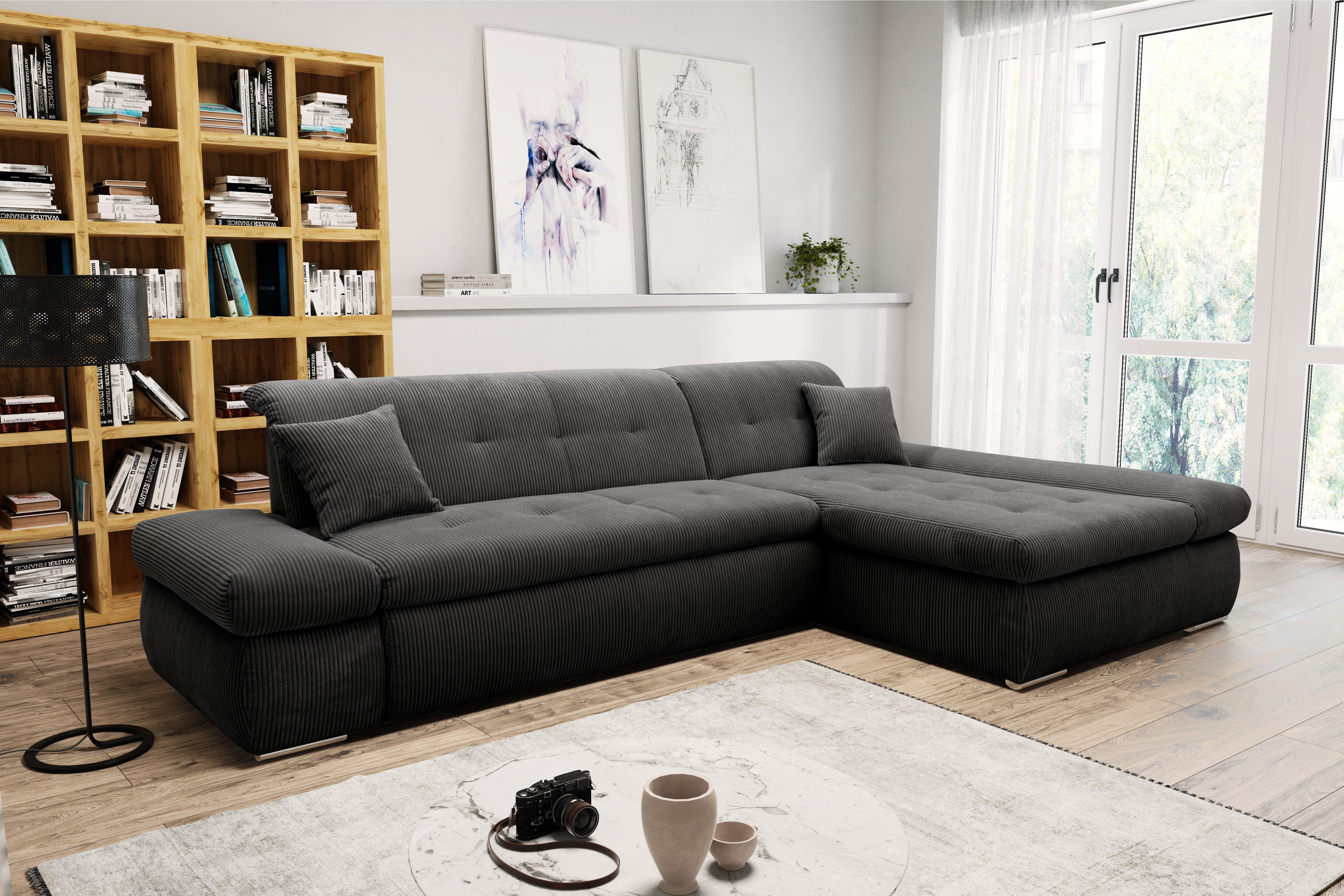 DOMO collection Ecksofa Moric B/T/H 300/172/80 cm, auch in Cord, L-Form, XXL-Format, wahlweise auch mit Bettfunktion und Armverstellung