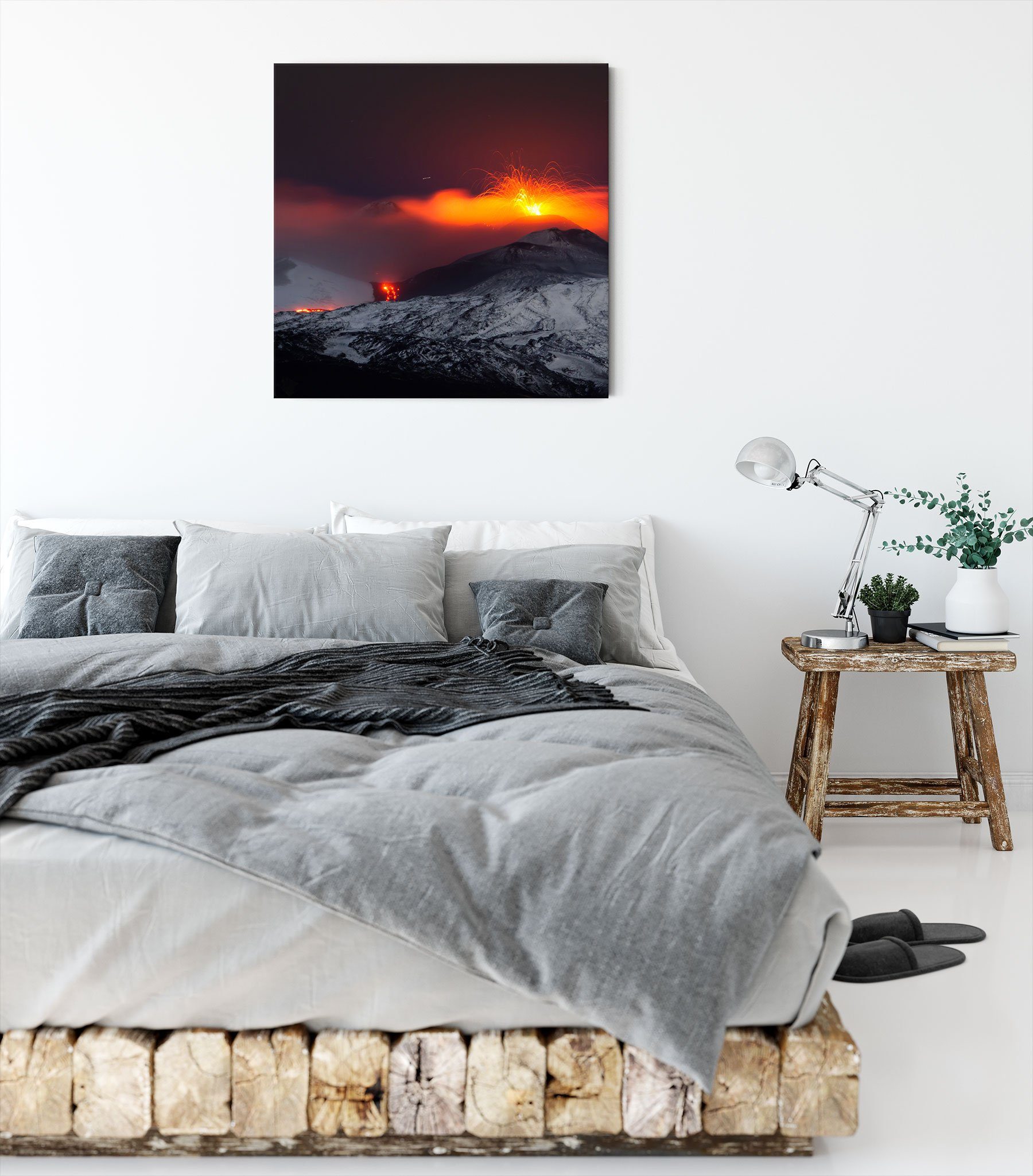 Pixxprint bespannt, Leinwandbild inkl. St), (1 fertig Zackenaufhänger Gefährlicher Vulkanausbruch Gefährlicher Vulkanausbruch, Leinwandbild