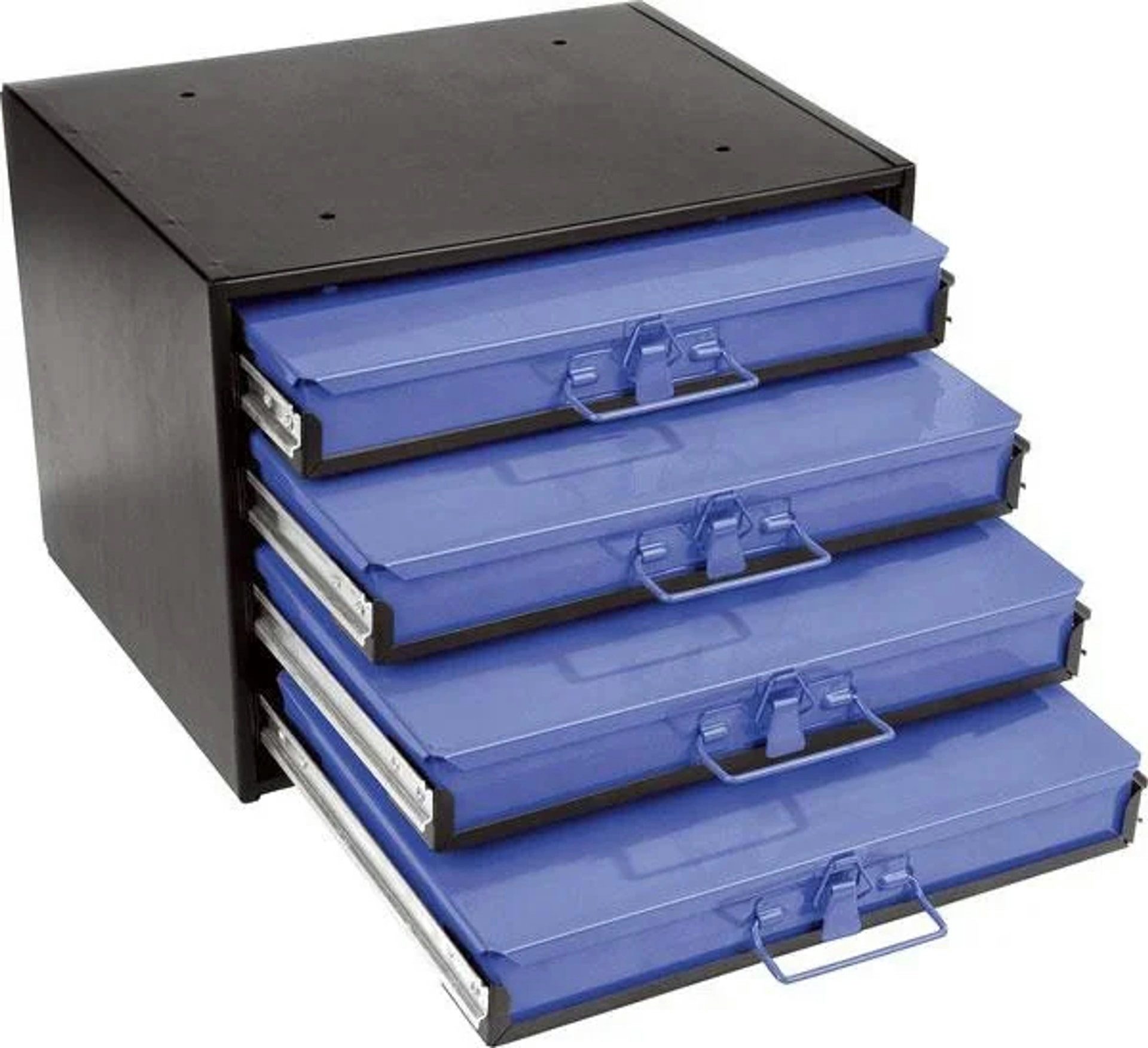 Westfalia Werkzeug Werkzeugbox Werkzeug Box inkl. 4 Sortimentskästen ohne Bestückung (4 Sortimentskästen), Noppenstruktur, organische Form, matte Cremefarbe