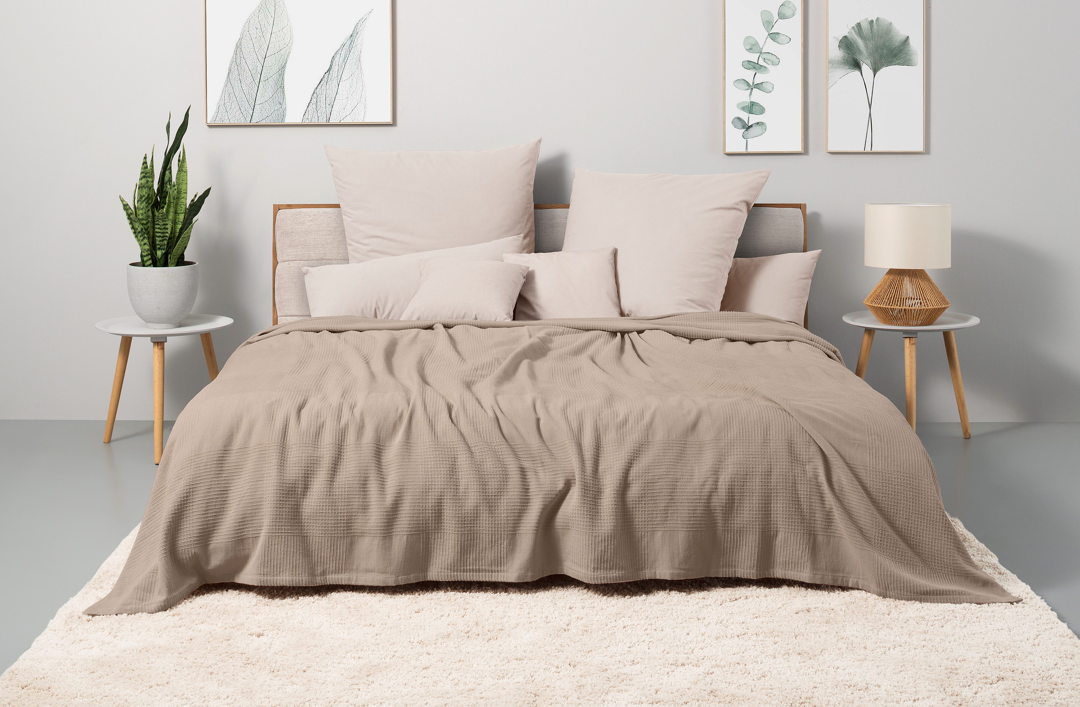 my home Tagesdecke Mira, leichte Tagesdecke aus 100% Baumwolle, uni Überwur günstig online kaufen