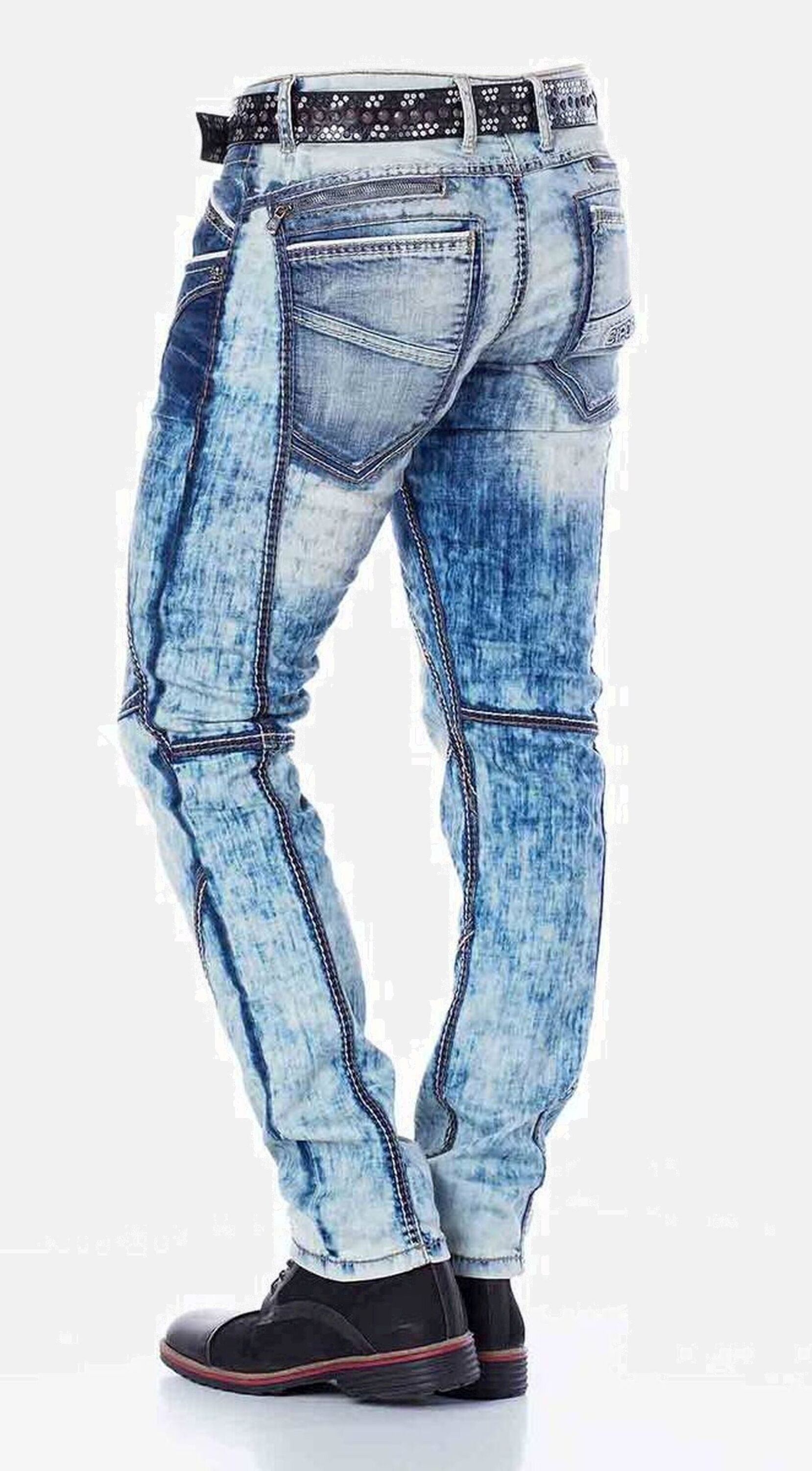 Cipo & Baxx 5-Pocket-Jeans Jeans mit cooler Waschung und Ziernähten, CD269